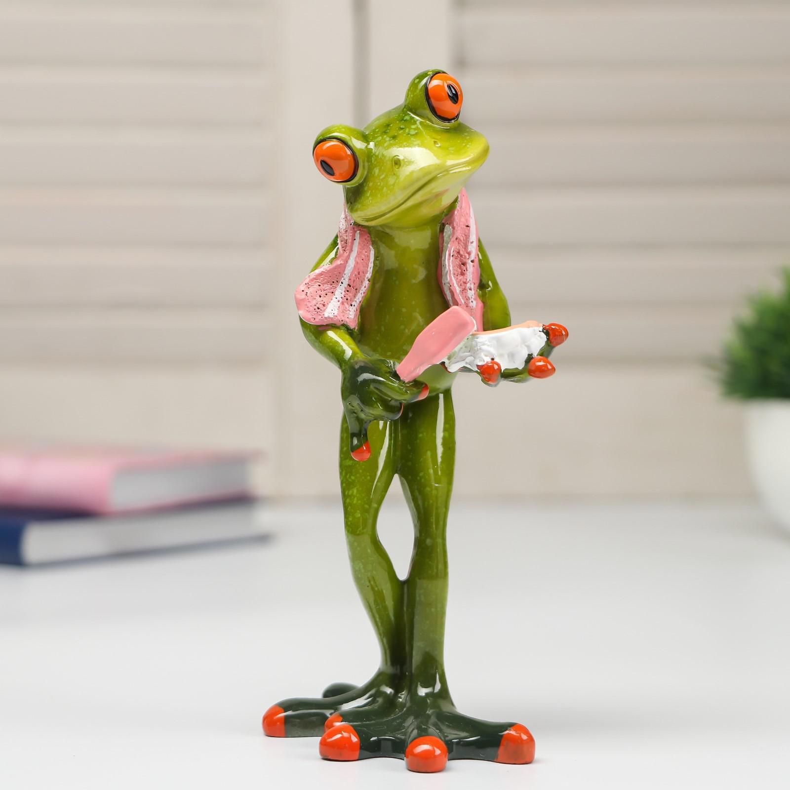 Изображение товара Сувенир Лягушонок чистит челюсть, полистоун 16,5×5,8×8,5 см