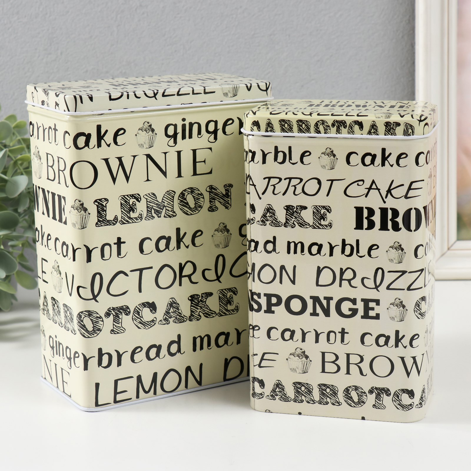 Изображение товара Шкатулка прямоугольная "Сладкая выпечка" набор 2 шт 7x11x18.5 см и 8.5x14.5x20 см