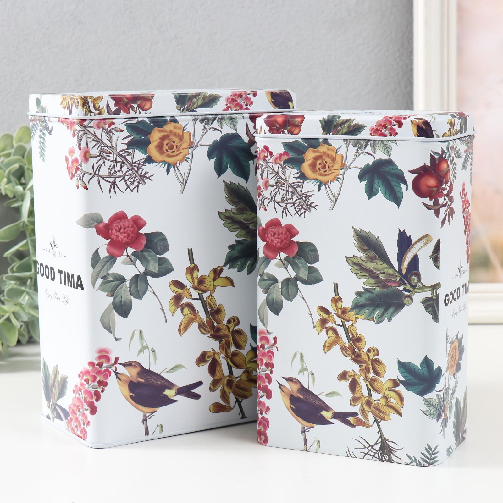 Изображение товара Шкатулка прямоугольная «Птицы на цветочном дереве» 2 шт