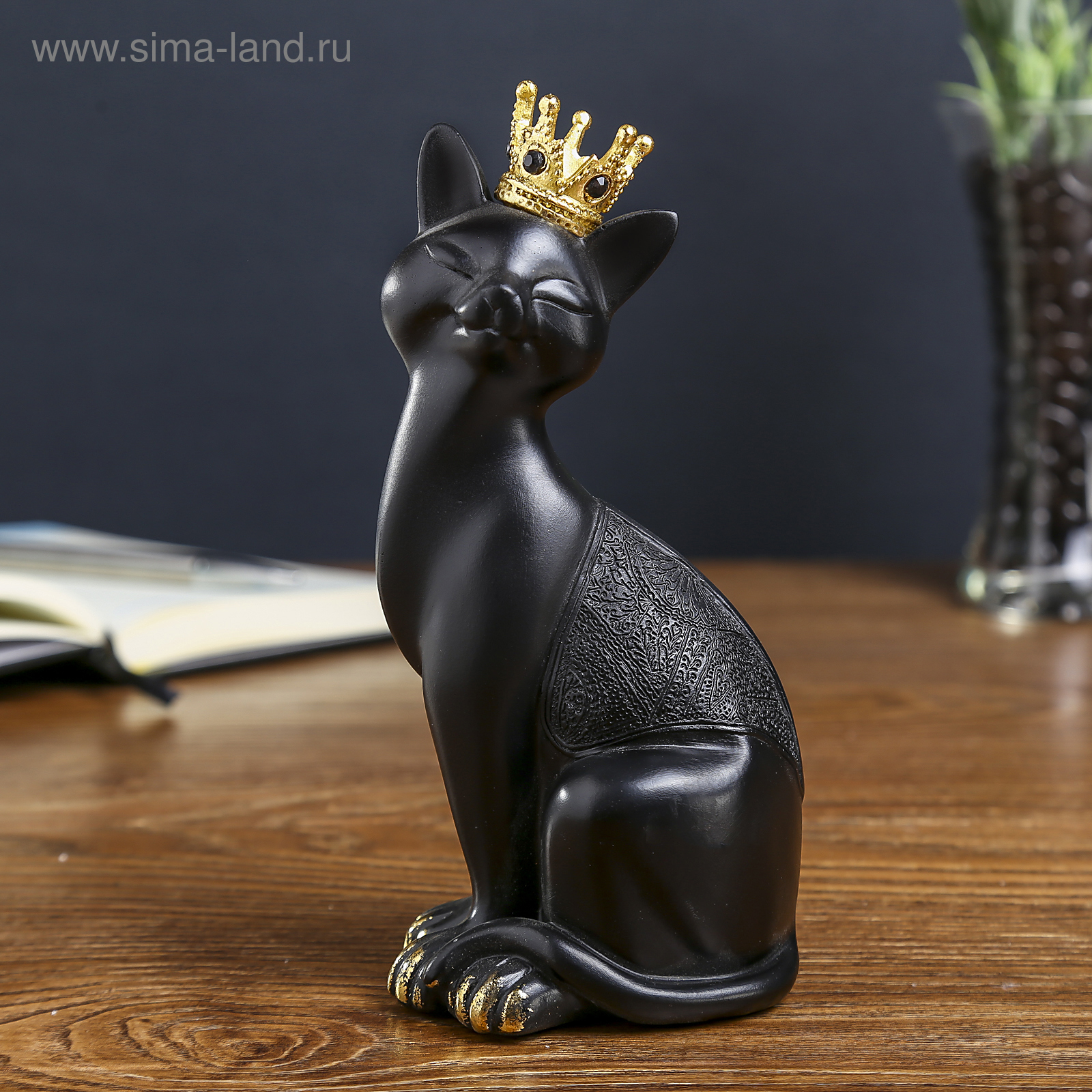 Изображение товара Сувенир "Чёрная кошка в золотой короне" 19.5x8.5x7.5 см