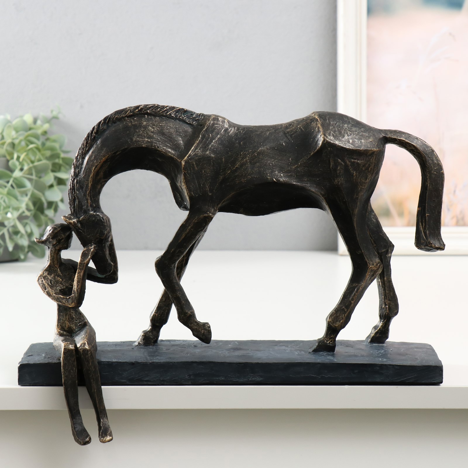 Изображение товара Сувенир на полку "Девушка с конём" под металл 32.6x11x25.2 см