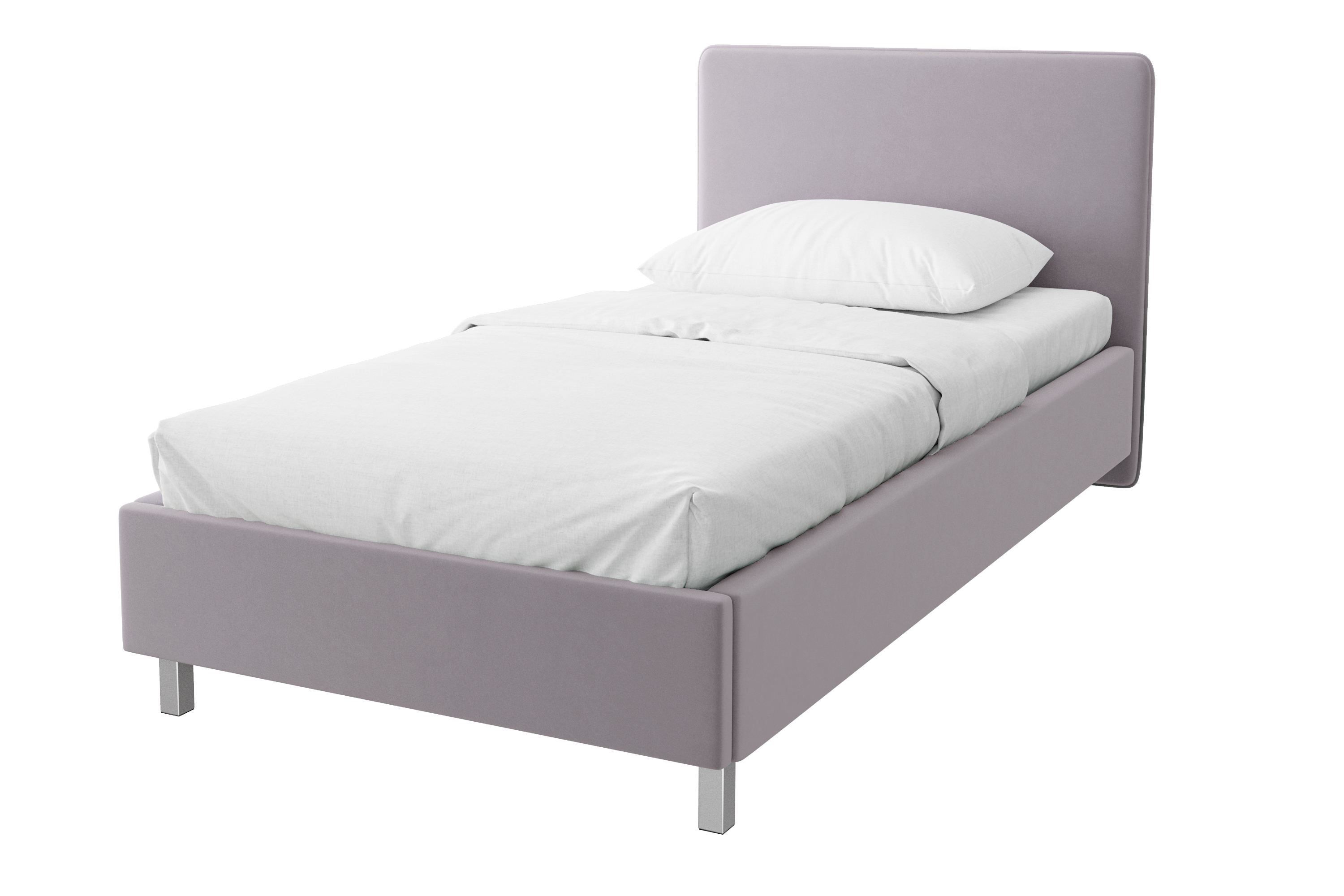 Изображение товара Кровать Мелисса 90x200 см из ДСП с подъемным механизмом и мягким изголовьем в сиреневом цвете