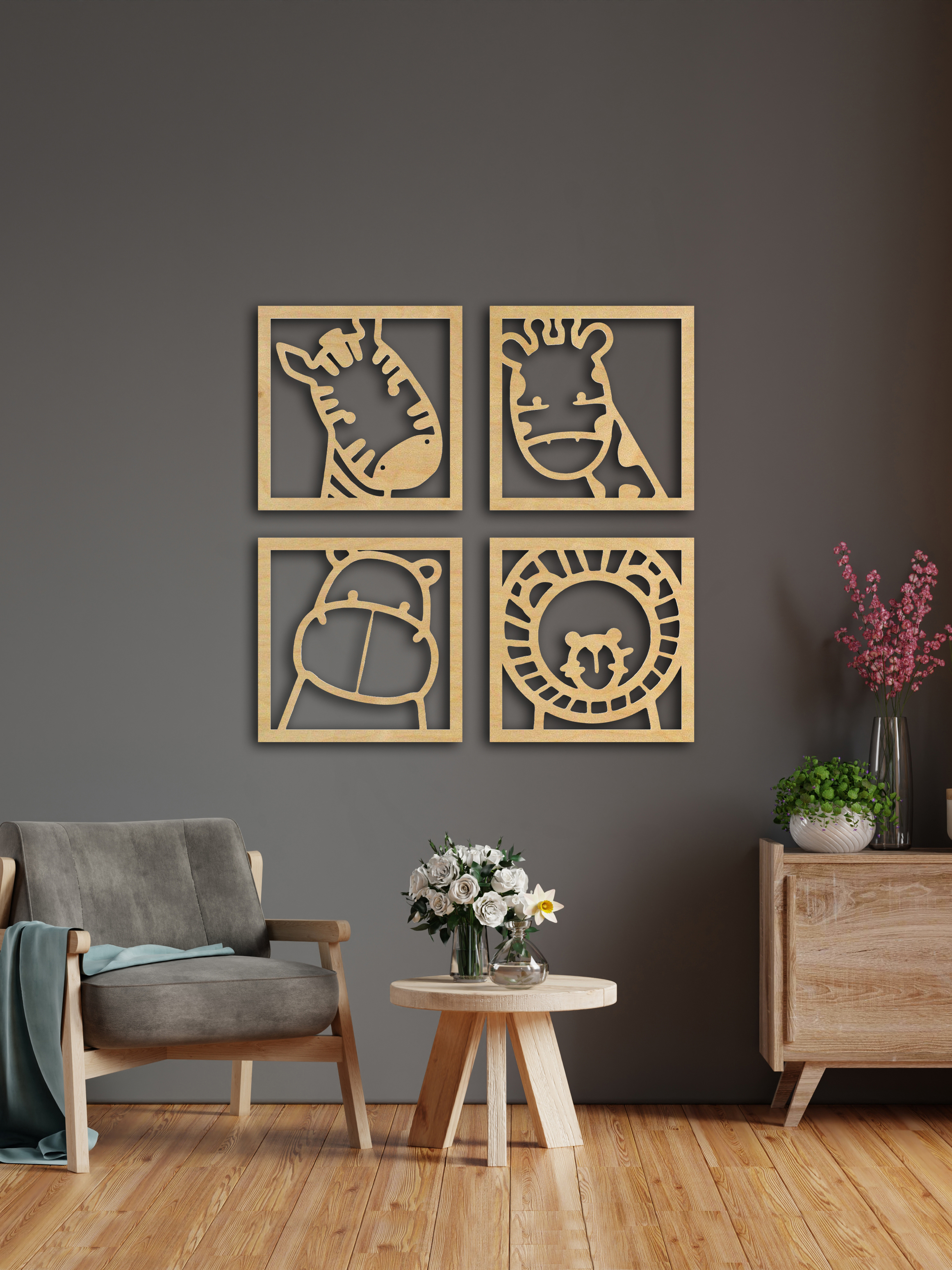 Изображение товара Декоративное деревянное панно малое ArtCore Зоопарк