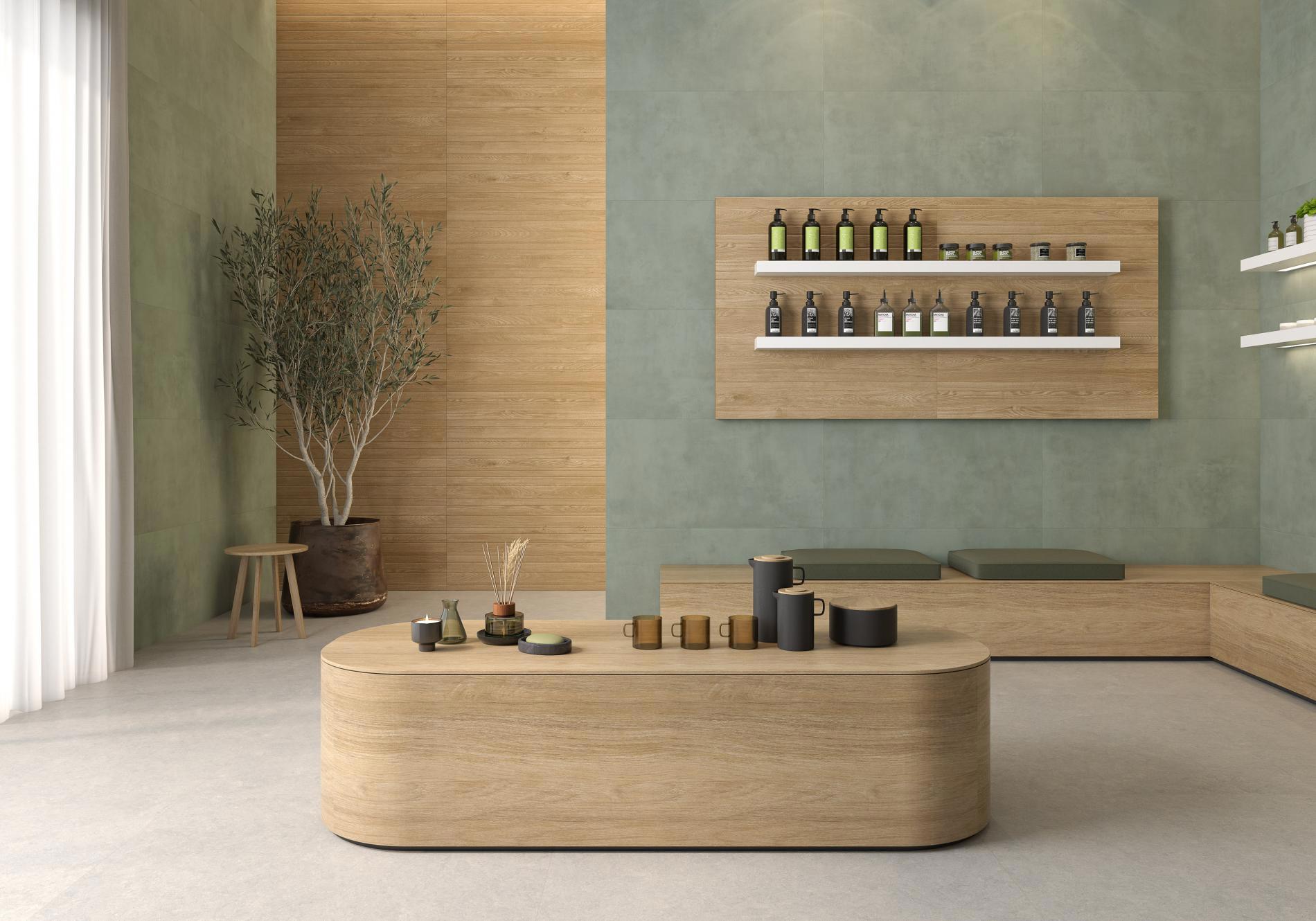 Изображение товара Керамогранит Pamesa Ceramica 69 Eleganza 60x120 см зеленый ибетон эффект