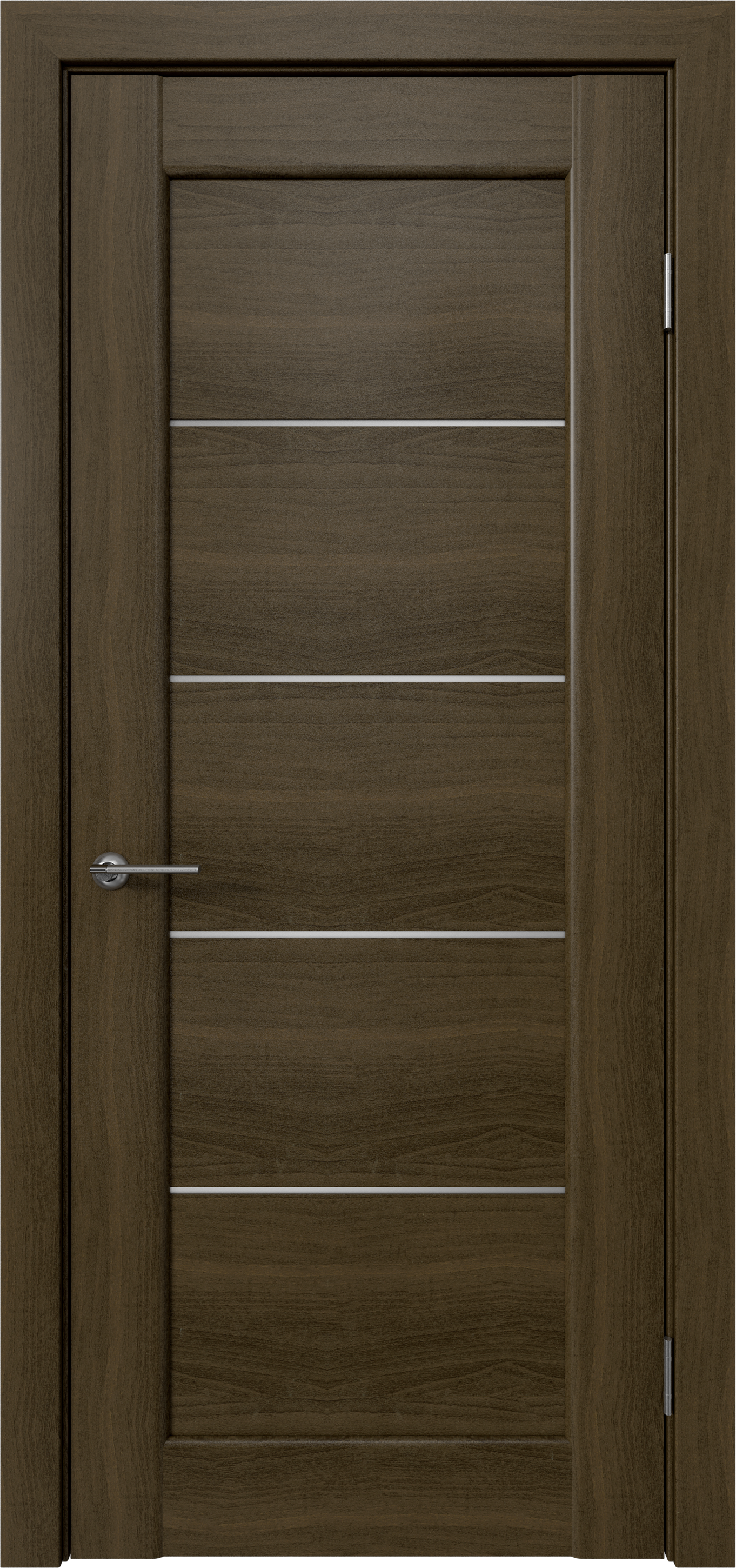 Изображение товара Дверь межкомнатная Дельта горизонтальная остеклённая ПВХ ламинация цвет ольха коричневая 60x200 см (с замком и петлями)