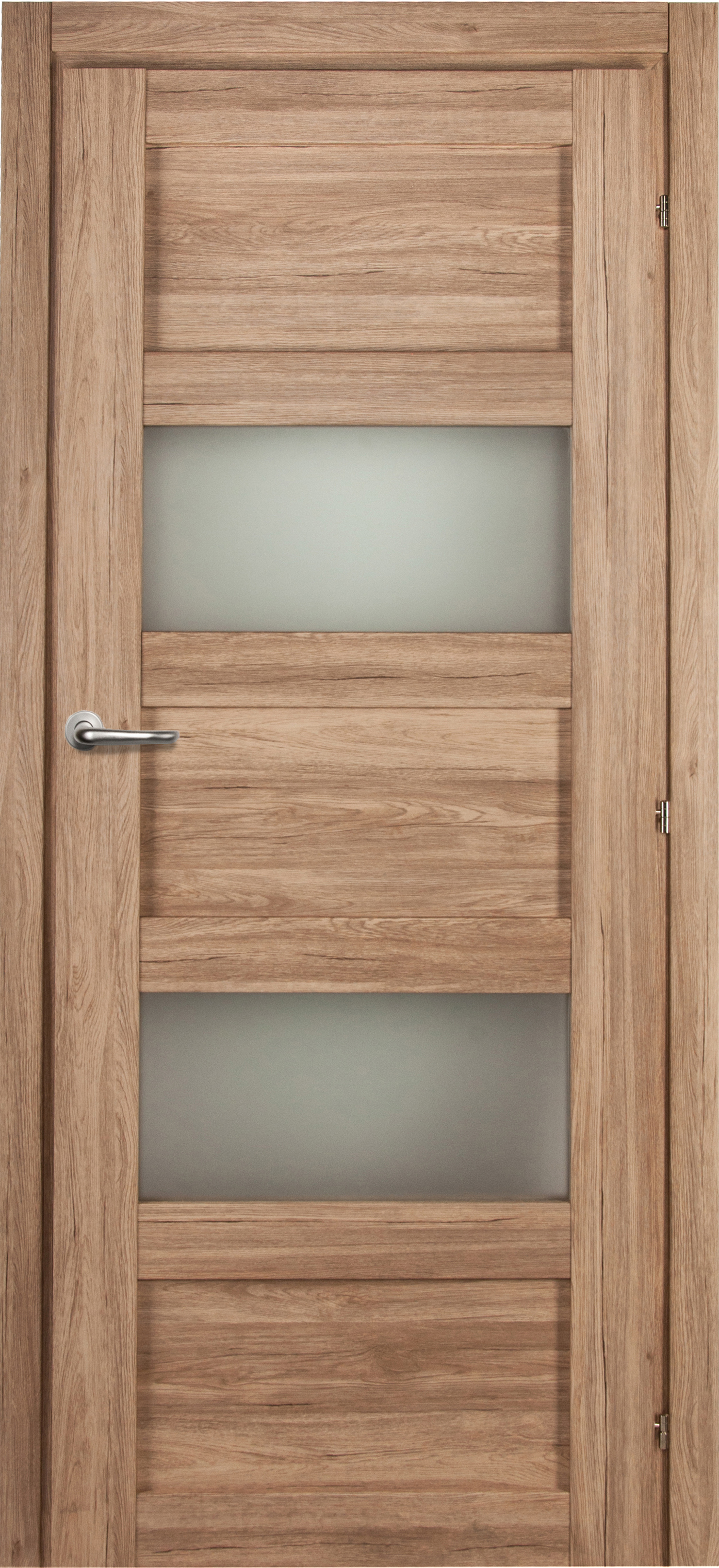 Изображение товара Дверь межкомнатная со стеклом Прэсто 80x200 см ПВХ цвет дуб санремо натуральный с замком