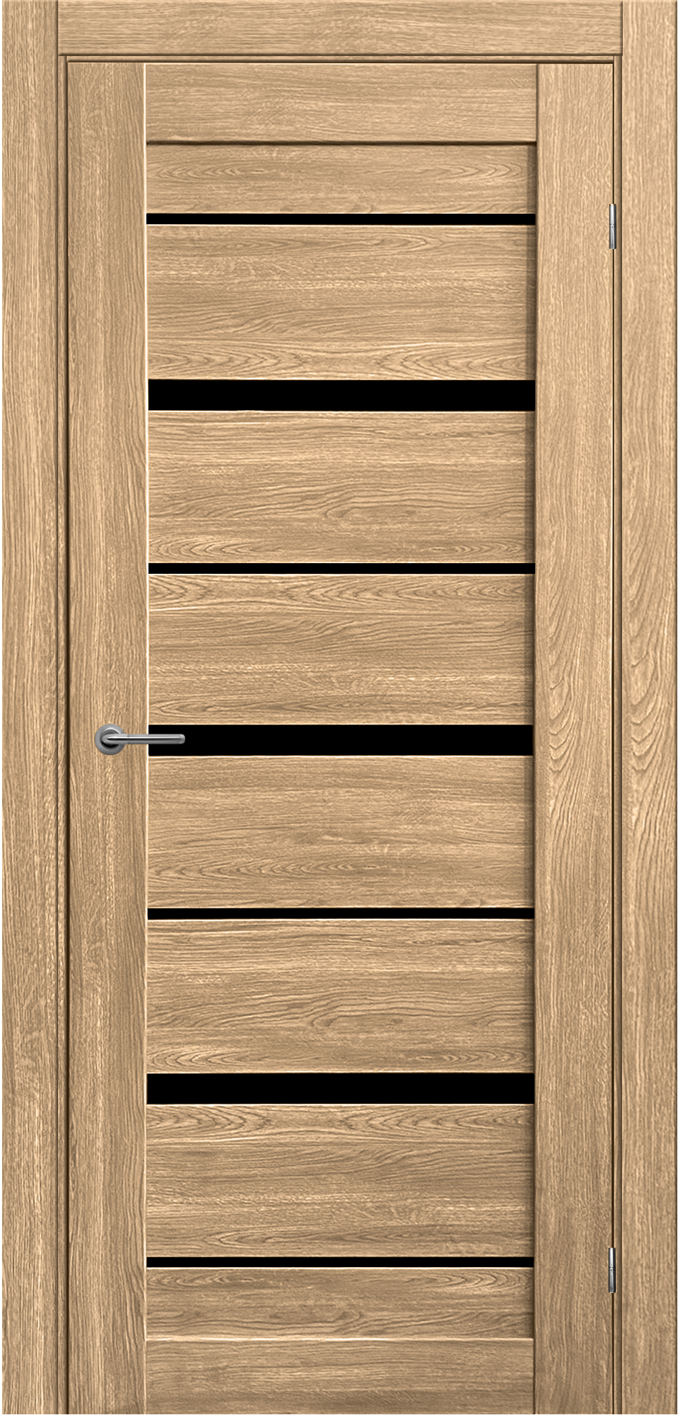 Изображение товара Дверь межкомнатная Тренто остеклённая ПВХ ламинация цвет европейский дуб 90x200 см (с замком и петлями)