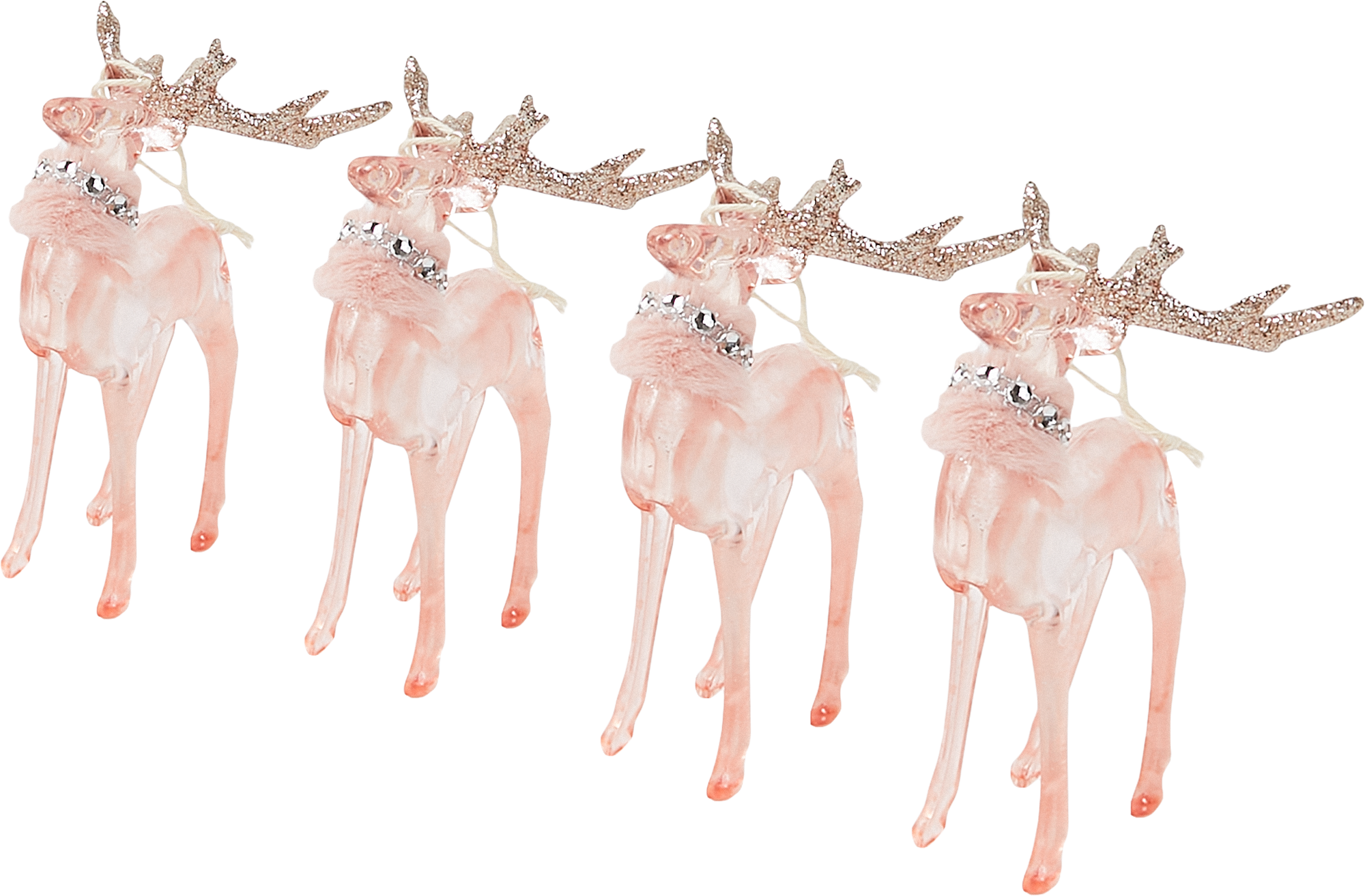 Изображение товара Елочная игрушка Олень 13x21 цвет розовый 4 шт.