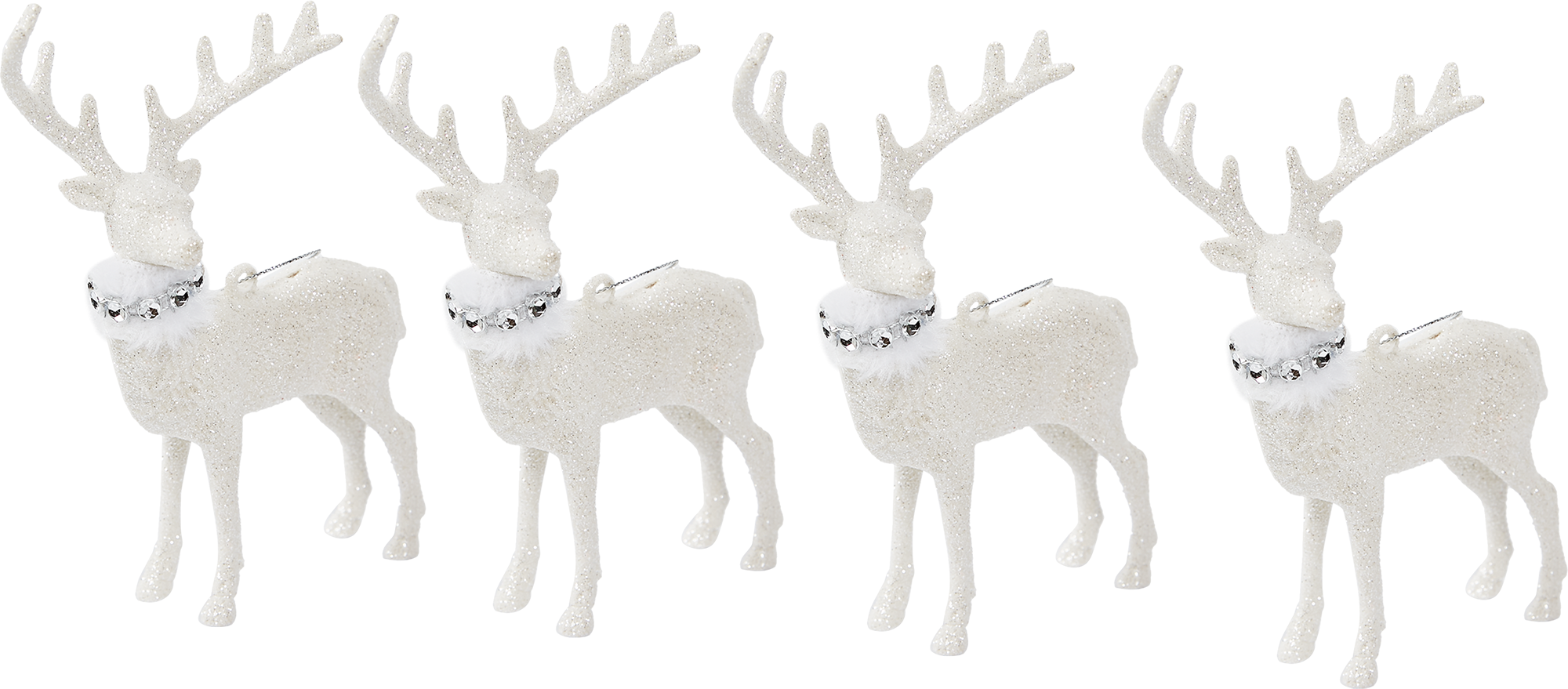 Изображение товара Елочная игрушка Олень 15,5x16 см набор 4 шт. белая пластиковая