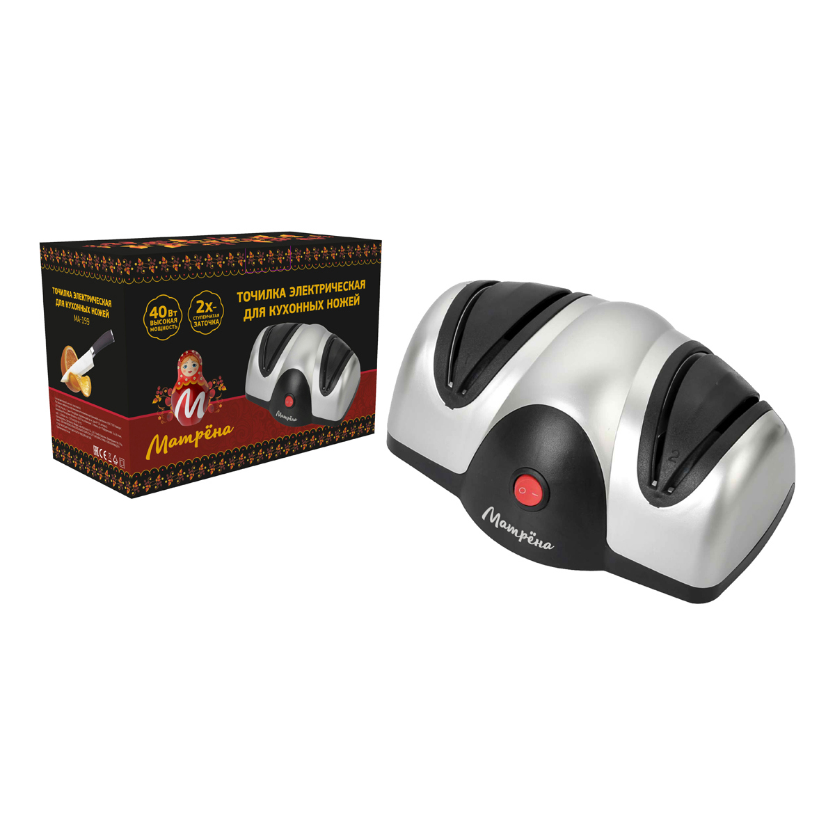 Изображение товара Электрическая точилка для ножей Матрена MA-159 светло-серая