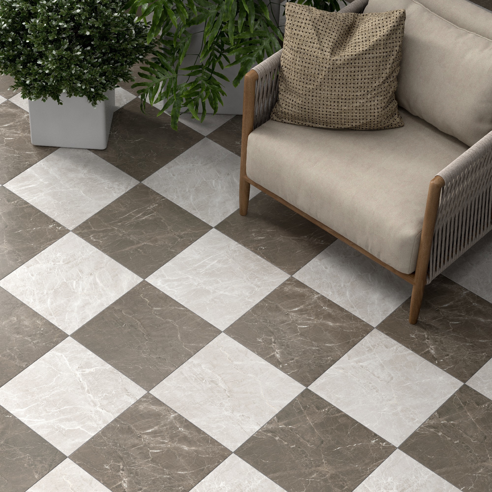 Изображение товара Глазурованный керамогранит Kerama Marazzi Феррара 40.2x40.2 см мрамор серый не ректифицированный