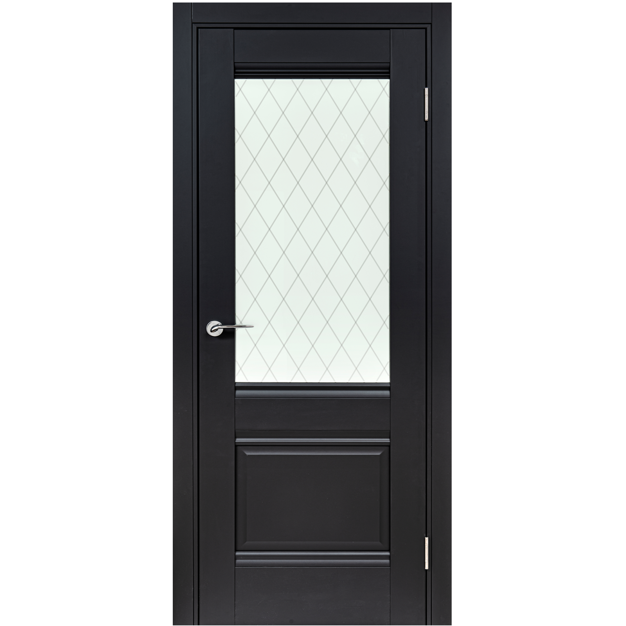 Изображение товара Дверь межкомнатная со стеклом Классико-43-43 90x200 см Hardflex черный с замком и петлями