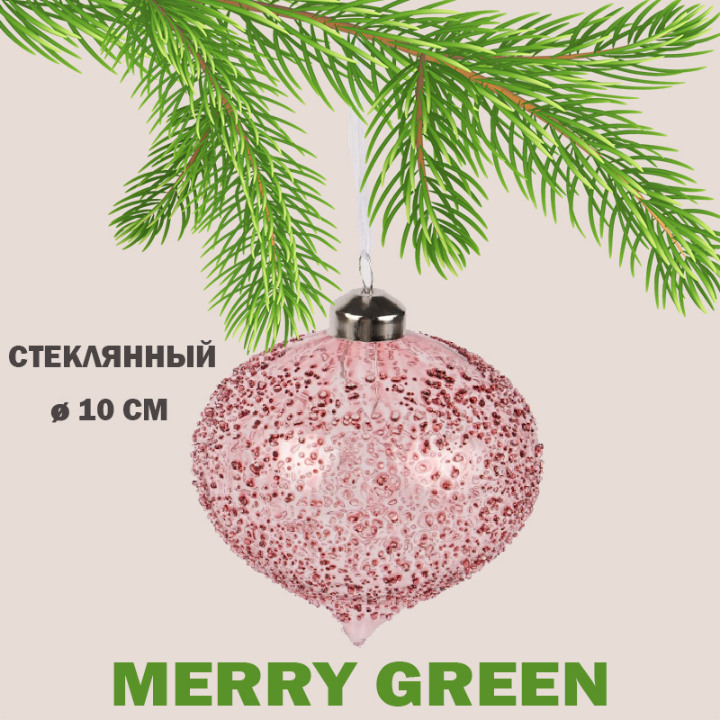 Изображение товара Стеклянный розовый елочный шар Merry green MG24033 10 см для праздничной елки
