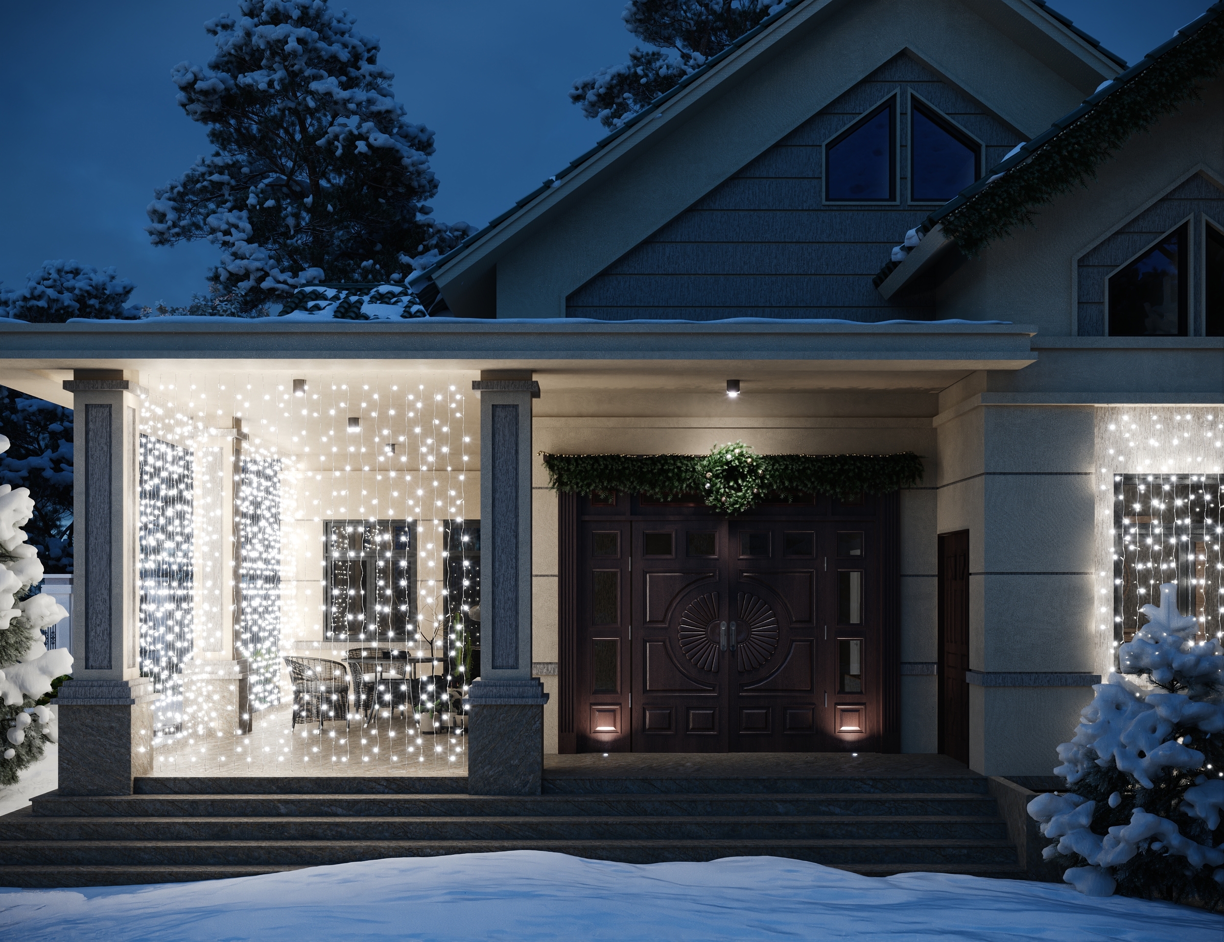 Изображение товара Светодиодная гирлянда занавес 2.5м IP44 холодный белый свет 8 режимов