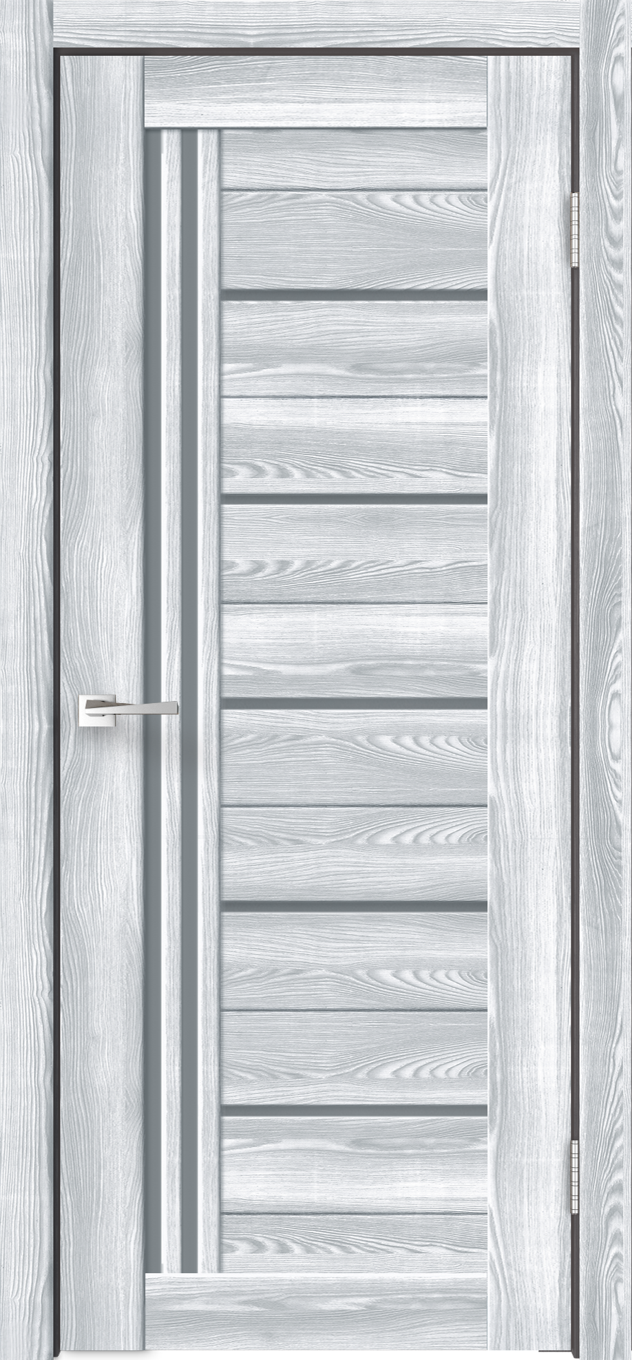 Изображение товара Дверь межкомнатная Новара остекленная вертикальная ПВХ ламинация цвет ривьера айс 70x200 см (с замком и петлями)