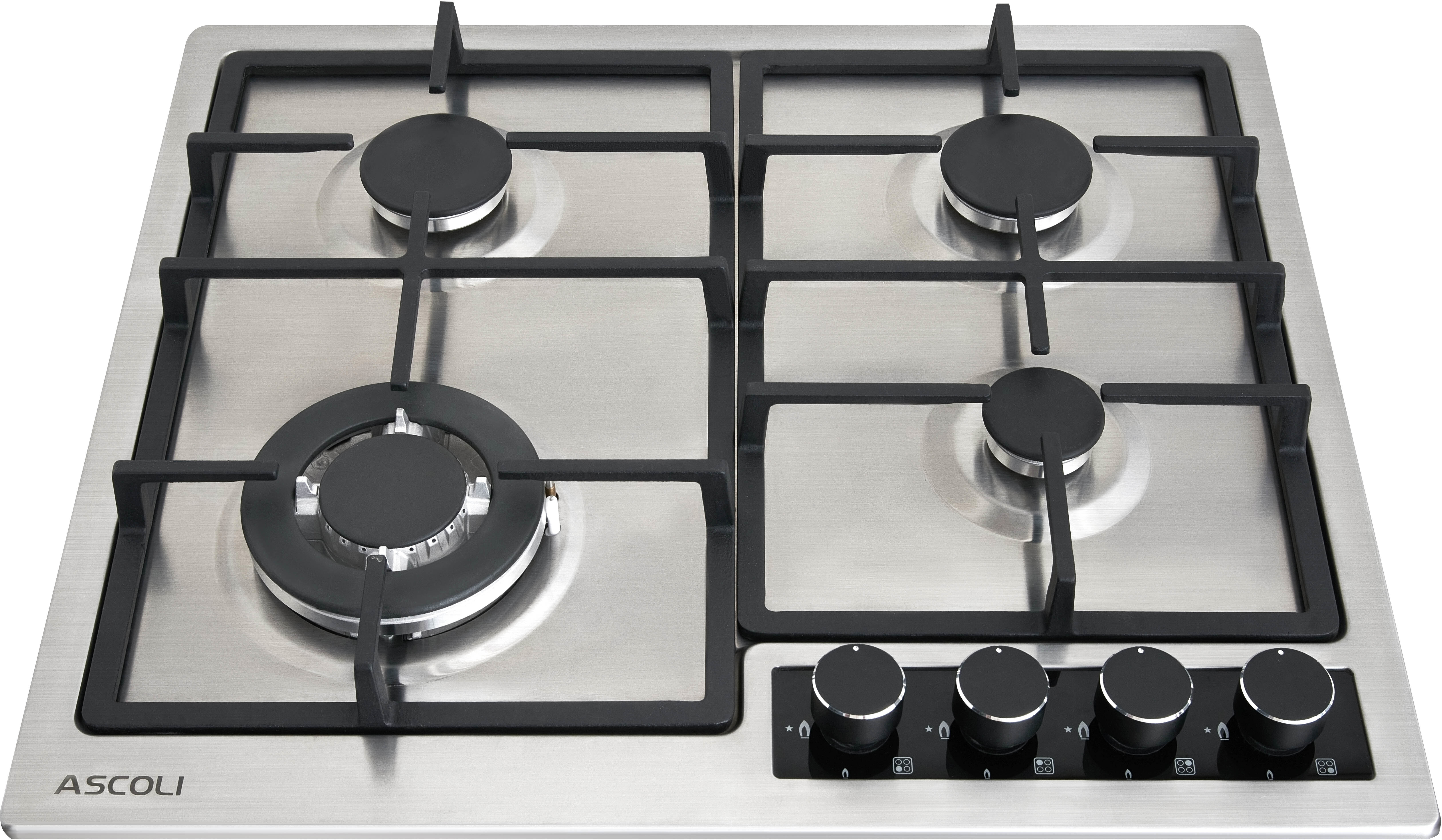 Изображение товара Газовая варочная панель ASCOLI HGS604-02CSG 4 конфорки нержавеющая сталь