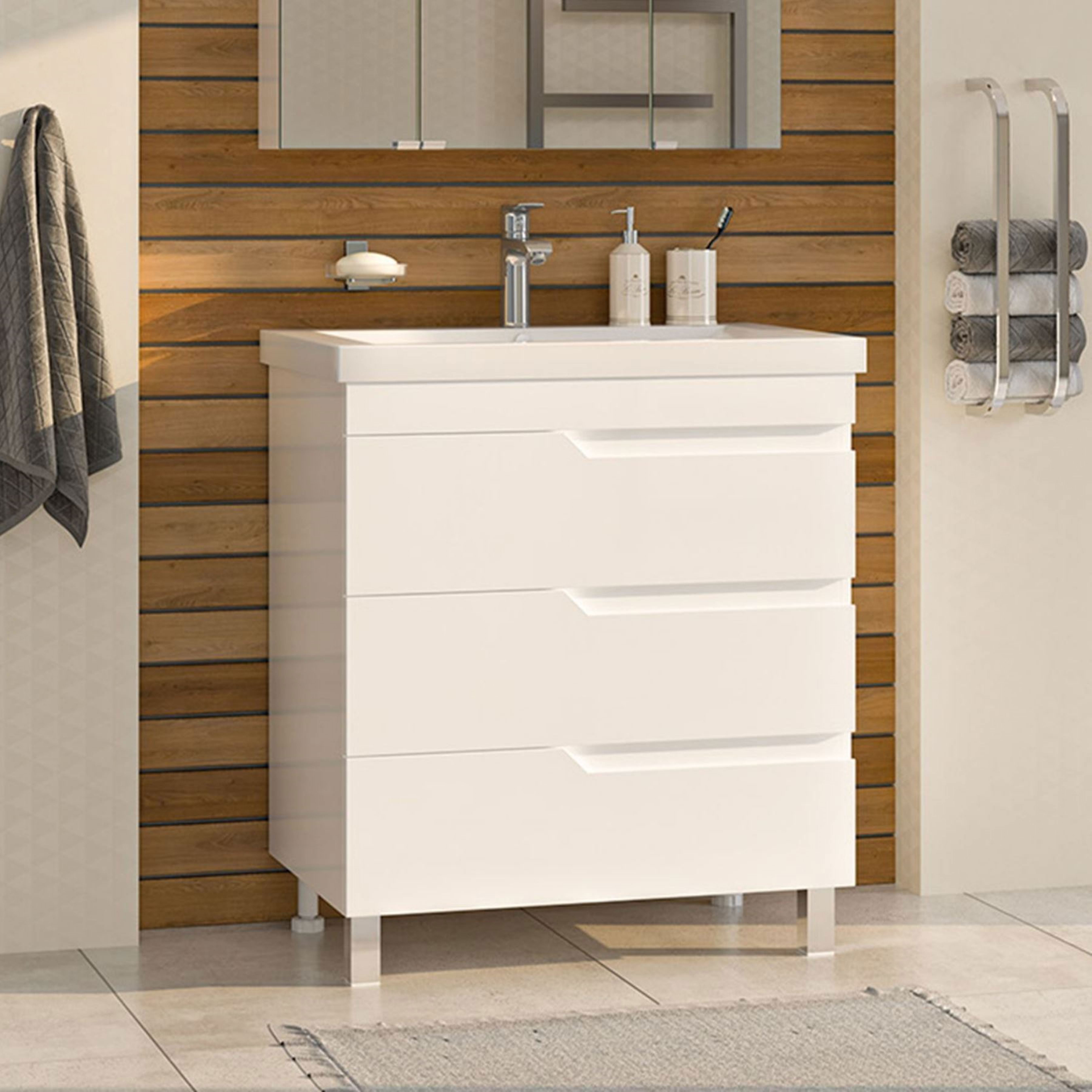 Изображение товара Тумба под раковину Misty Софт 75 см с раковиной белая