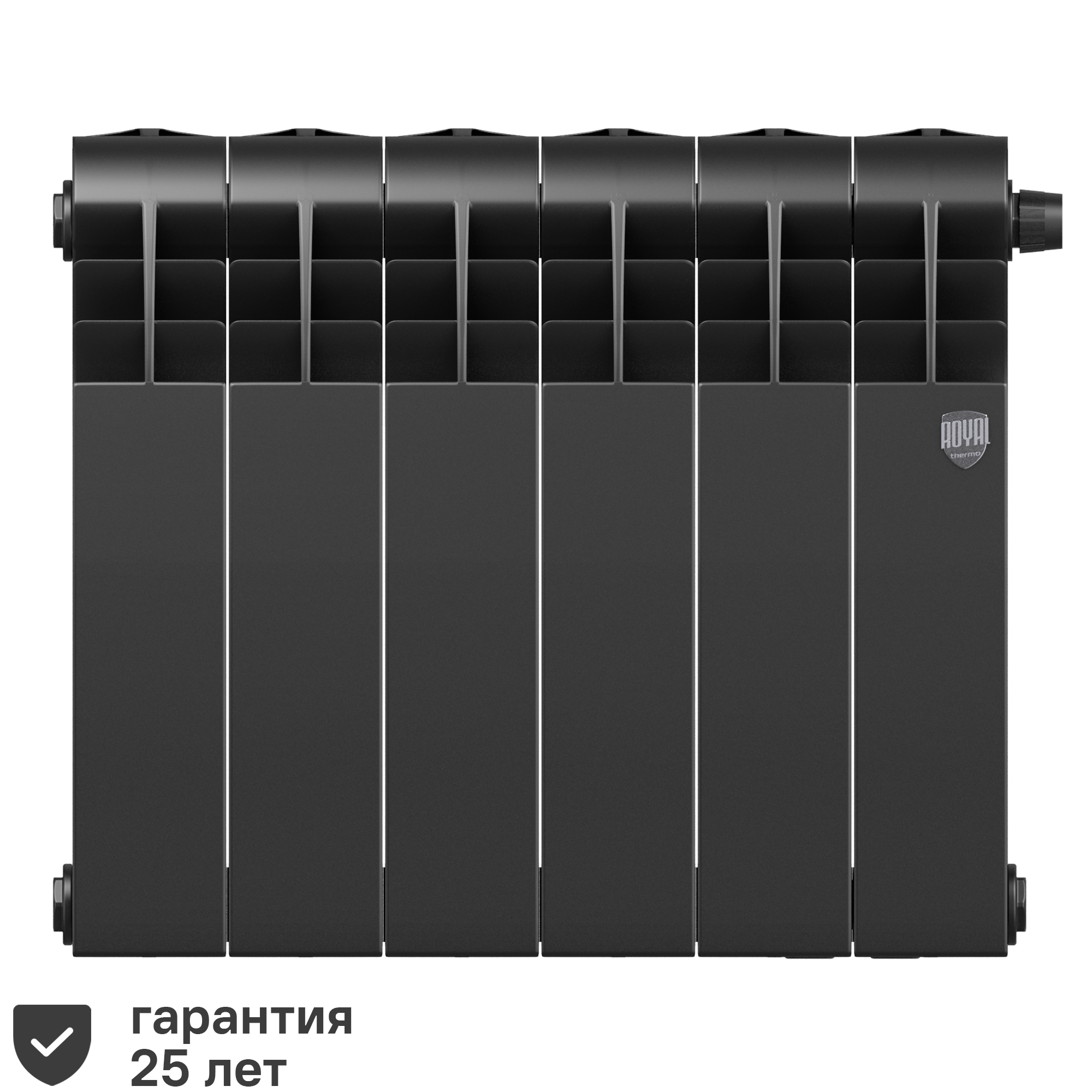 Изображение товара Радиатор секционный Royal Thermo Biliner RTBNSVR35006 350/87 6 секций нижнее правое подключение биметалл черный