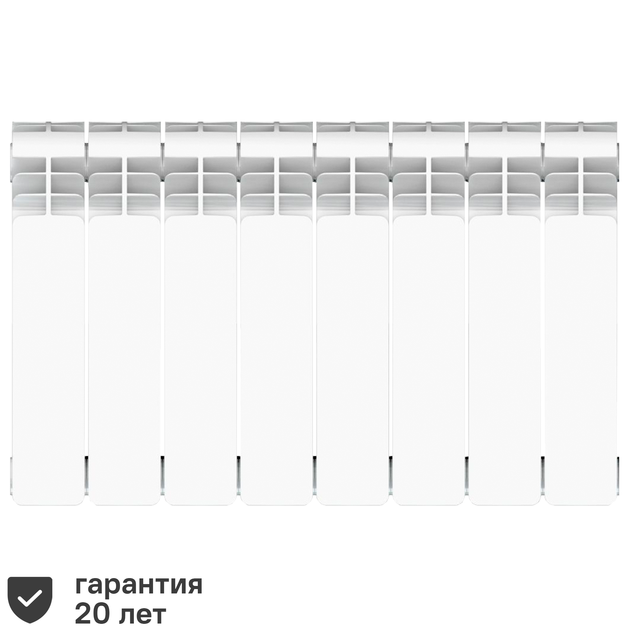 Изображение товара Радиатор секционный Equation Aluminium 350/90 8 секций боковое подключение алюминий белый