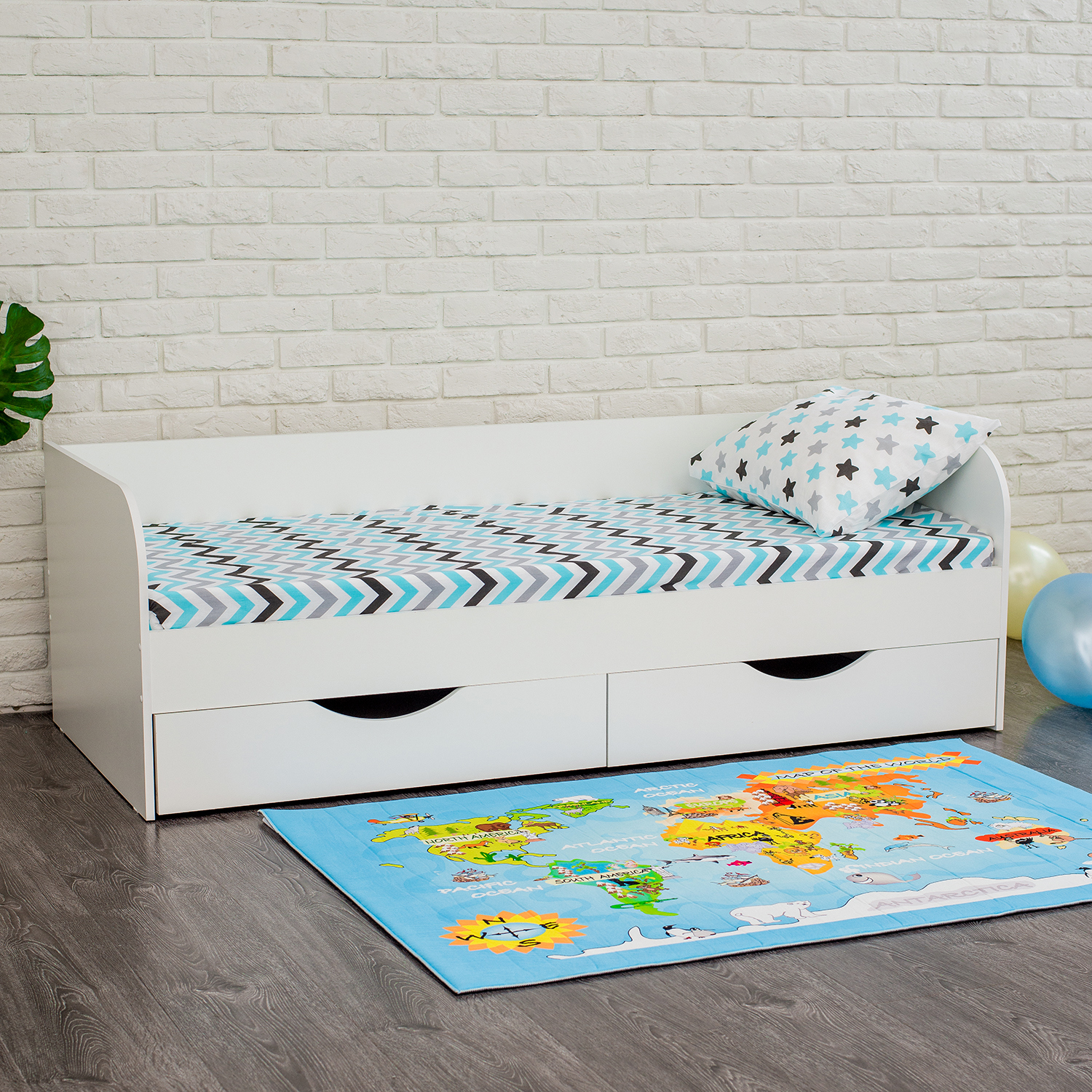 Изображение товара Кровать Seven Dreams Belden 183x60x84 см белая с ящиками