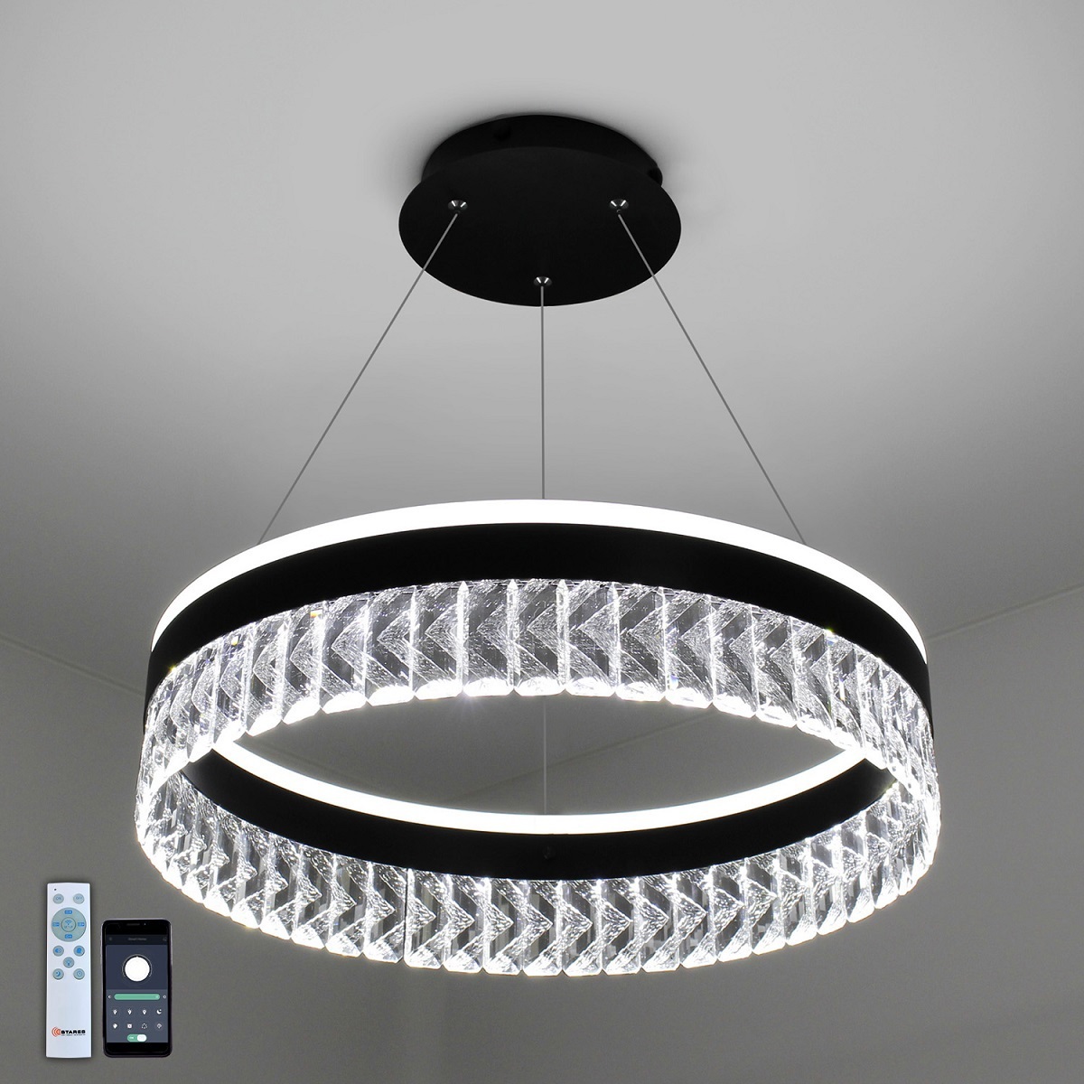 Изображение товара Люстра потолочная Estares BLACK/CLEAR УУО00004786 220В 90Вт 25м2 черный