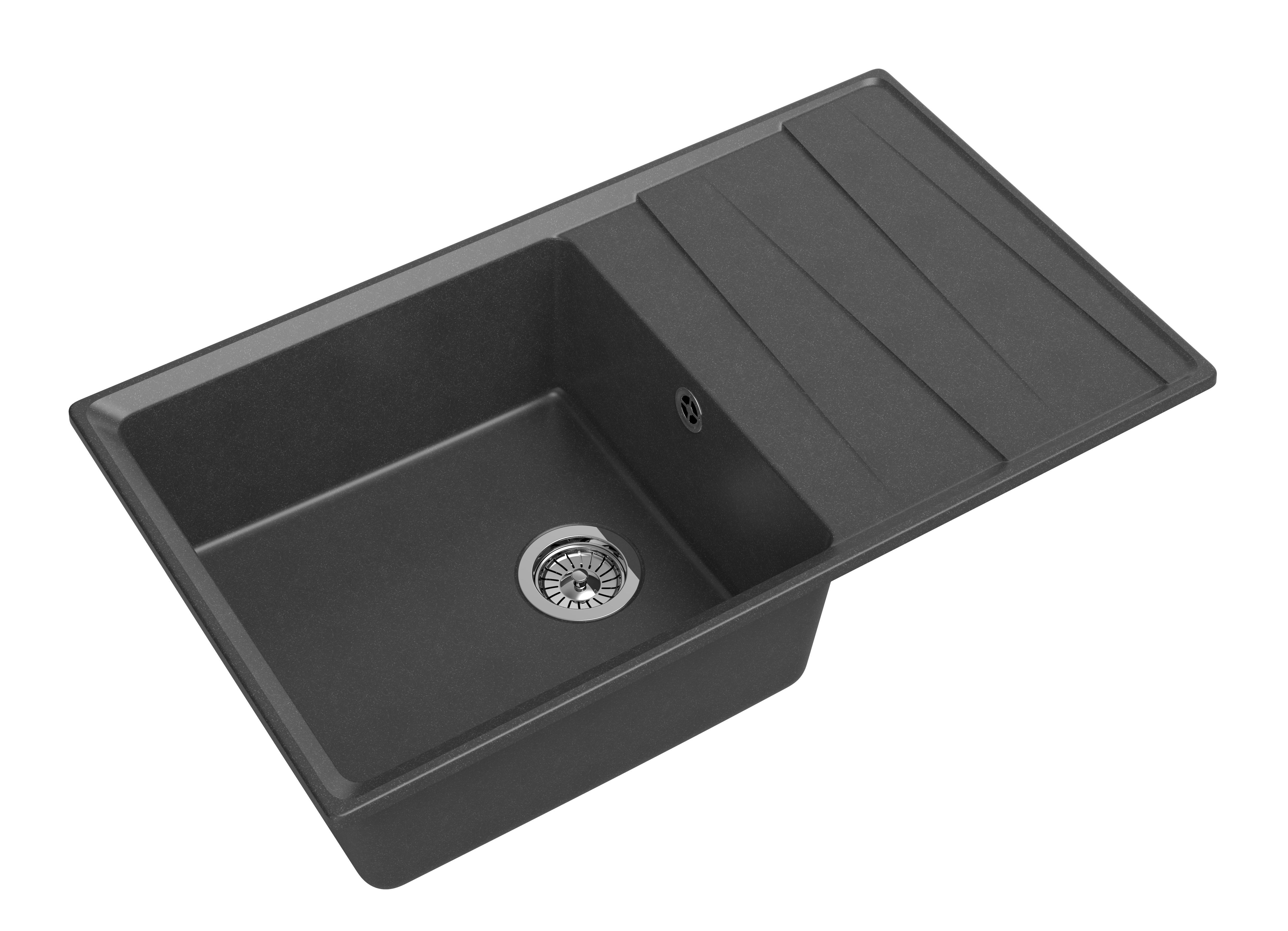Изображение товара Кухонная мойка GranFest Level LV-860L графит врезная из искусственного мрамора