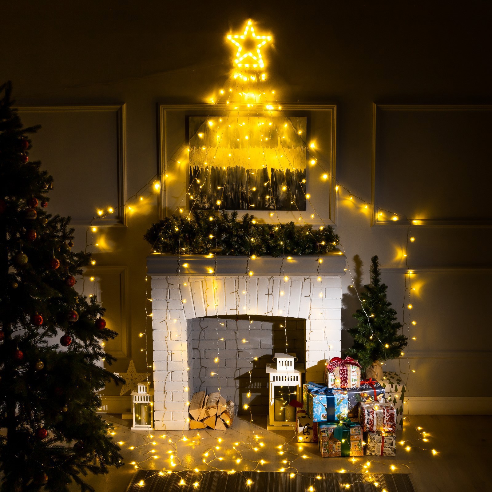 Изображение товара Электрогирлянда комнатная Luazon lighting 6116465 занавес 3.5х3.5 м с теплым белым свечением