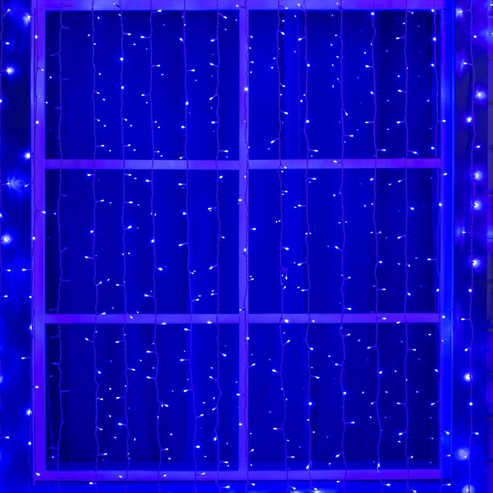Изображение товара Электрогирлянда занавес LUAZON LIGHTING 2 м 1800 LED синий IP44 для улицы и интерьера