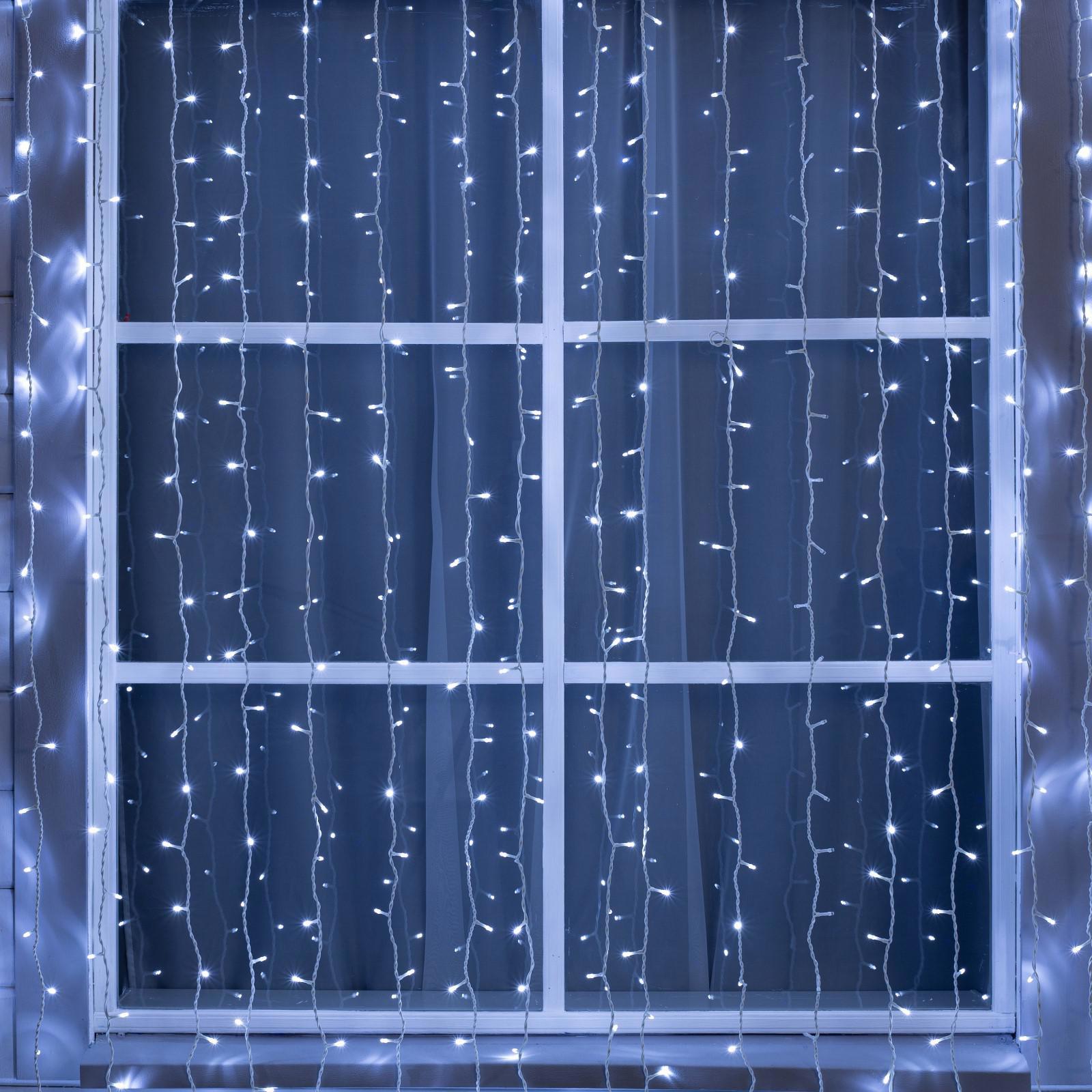Изображение товара Электрогирлянда универсальная Luazon lighting 1080256 занавес 2x2 м 1440 ламп белый 1 режим работы