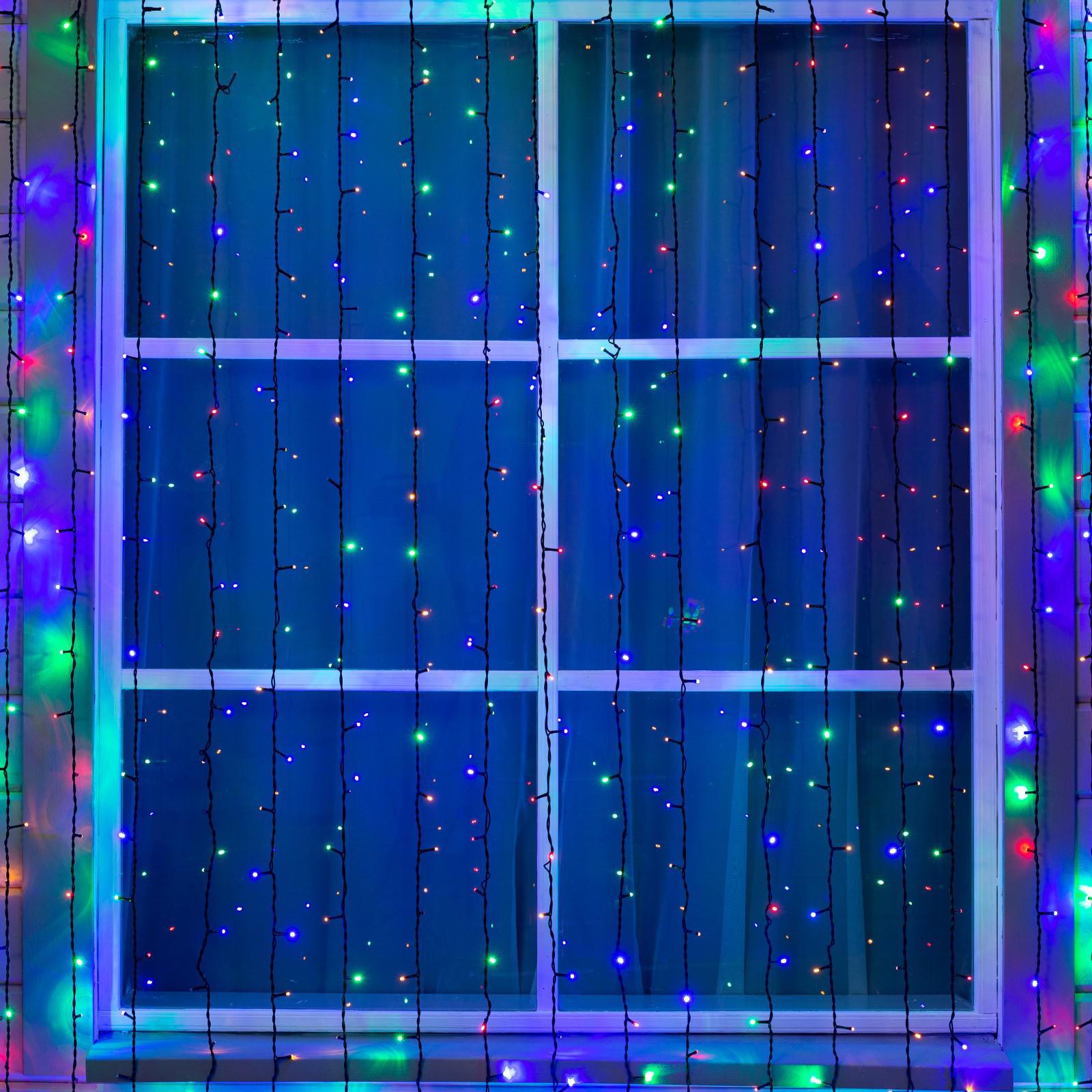 Изображение товара Электрогирлянда универсальная Luazon lighting 1080309 занавес 2x2 м 1800 ламп белый 1 режим работы