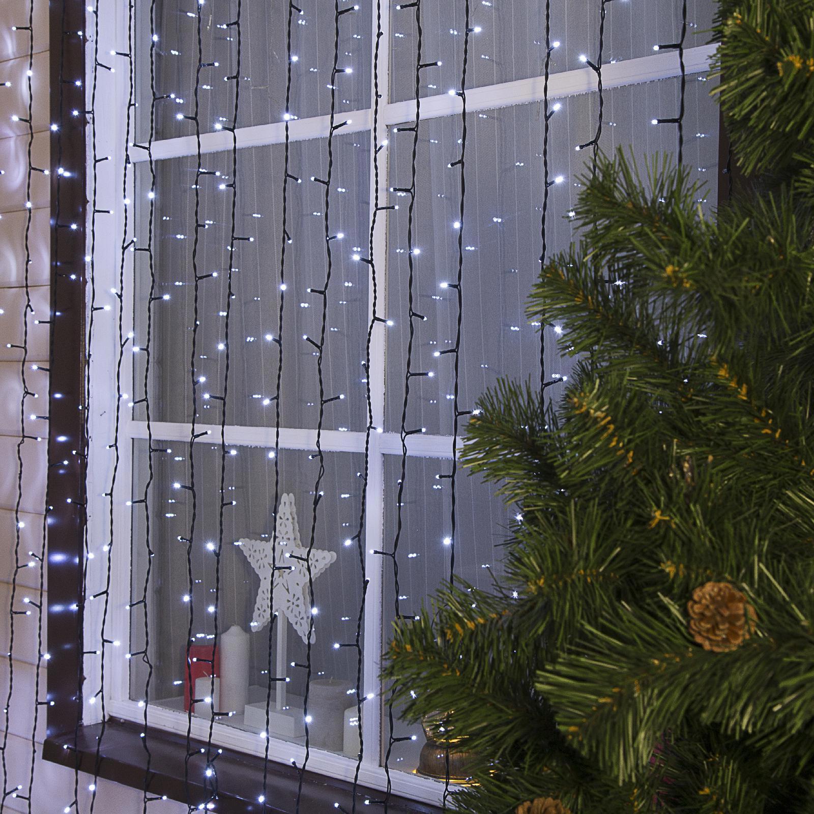 Изображение товара Электрогирлянда занавес LED 2 м 1800 ламп IP44 белая для улицы и интерьера