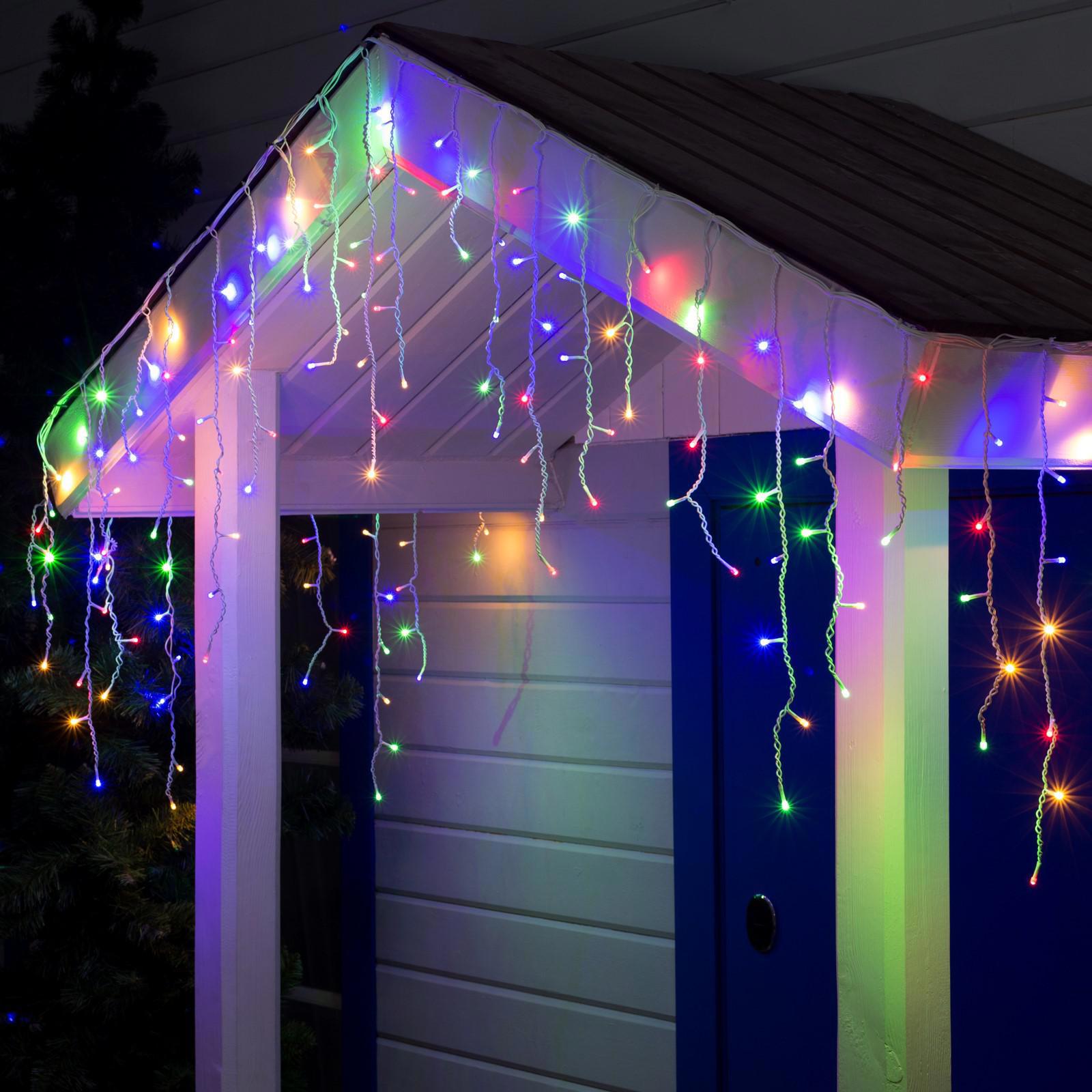 Изображение товара Электрогирлянда бахрома 3x3 м 160 ламп разноцветная IP44, уличная