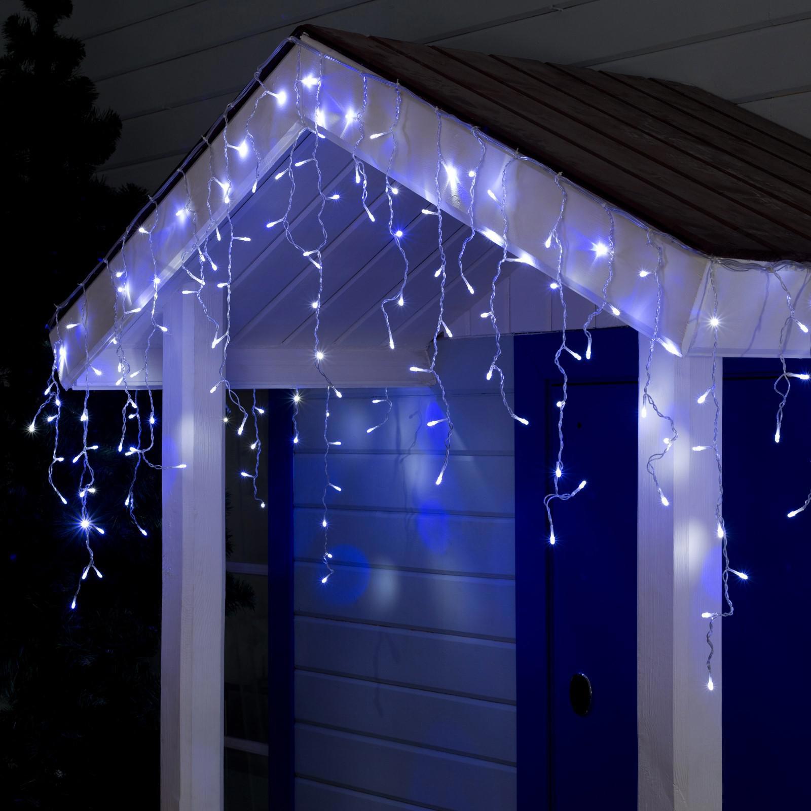 Изображение товара Электрогирлянда универсальная Luazon lighting BH.SPEC.IP44.220.01.01.1.11 бахрома 3x3 м 160 ламп синий 1 режим работы