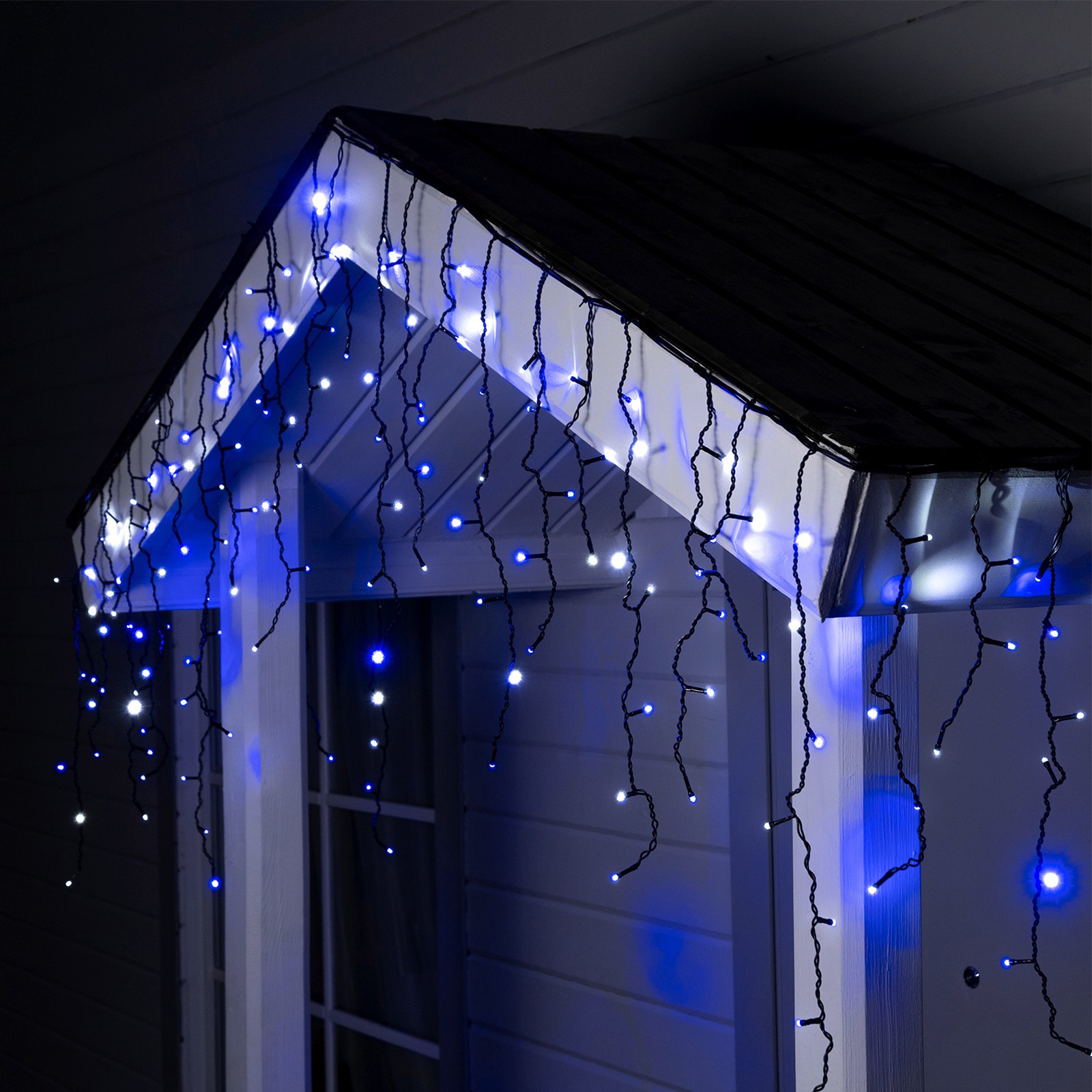 Изображение товара Электрогирлянда универсальная Luazon lighting BH.SPEC.IP44.220.01.01.2.11 бахрома 3x3 м 160 ламп синий 1 режим работы