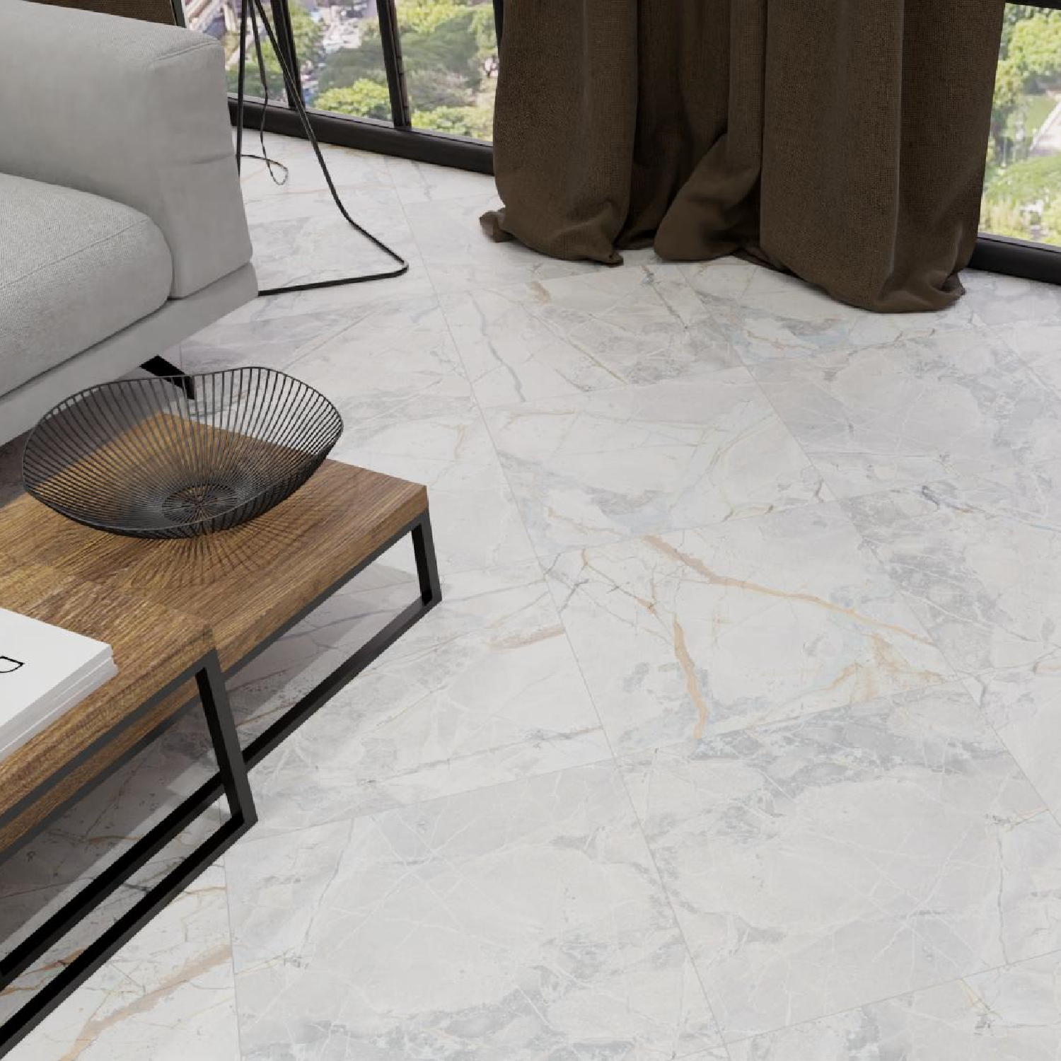 Изображение товара Керамогранит Beryoza Ceramika Tyndal Gp White 50x50 см 1.5 м² цвет белый/серый