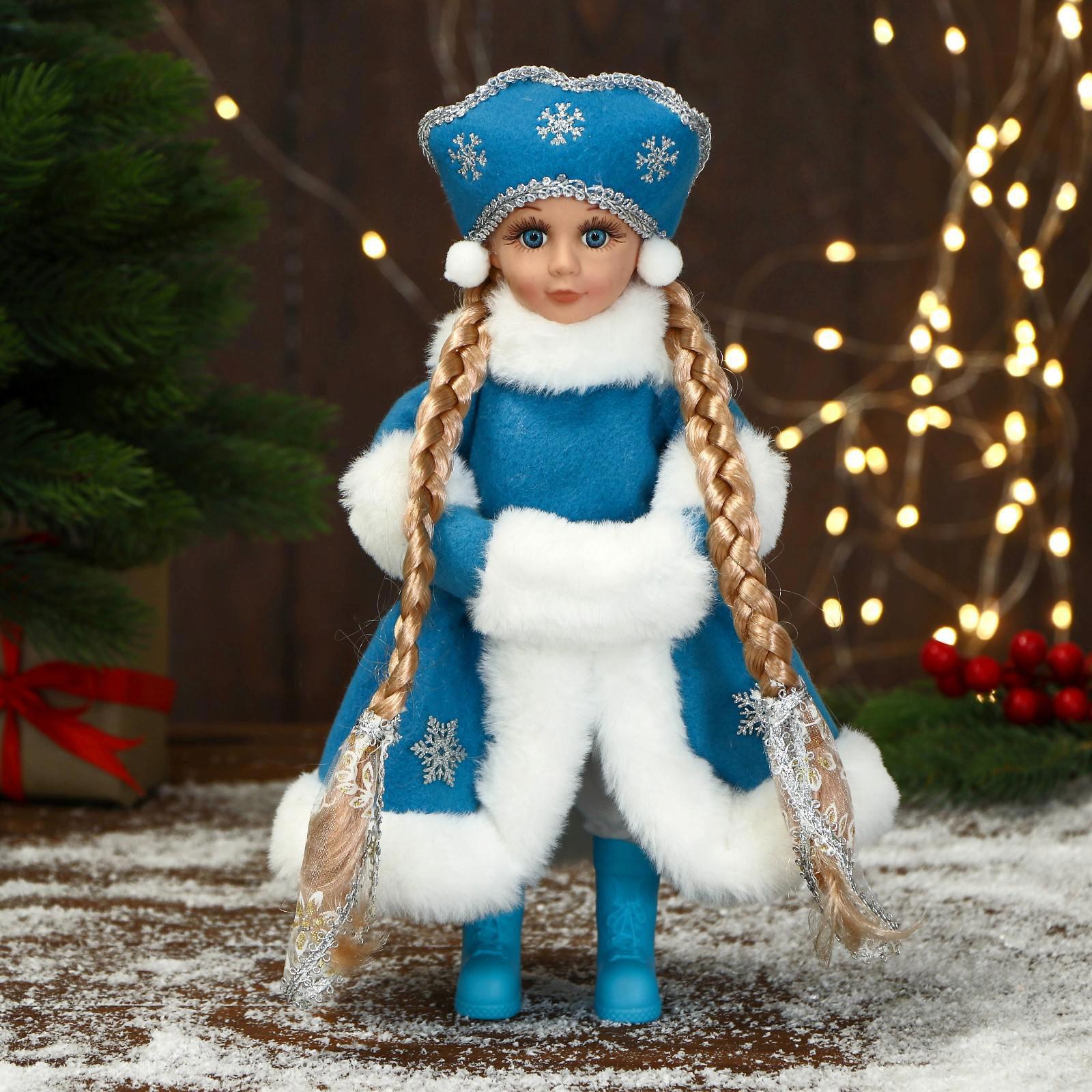 Изображение товара Новогодняя фигура Зимнее Волшебство Снегурочка В пышной шубке со звёздами 14x30 см