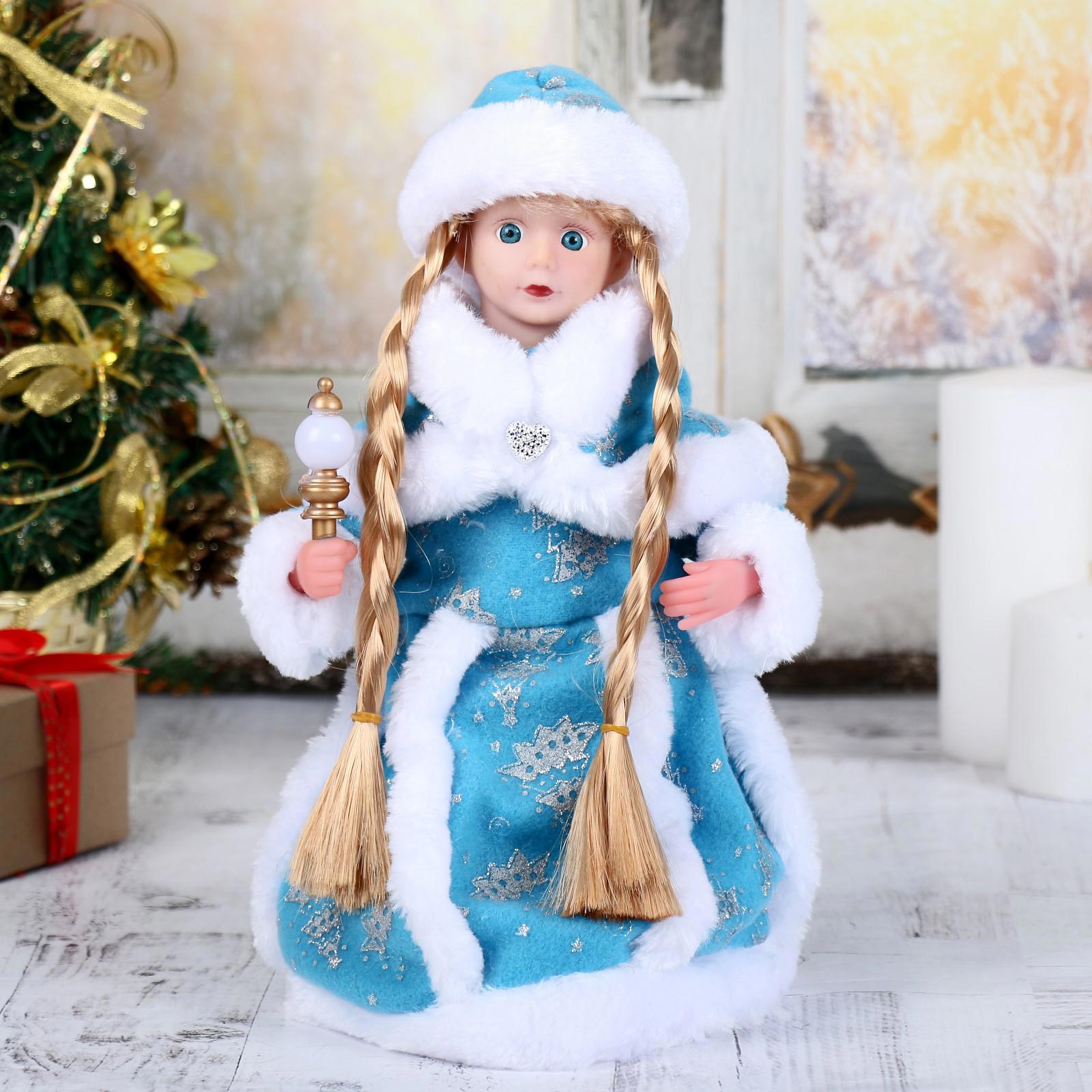 Изображение товара Новогодняя фигура Зимнее Волшебство Снегурочка Голубая шубка31 см с посохом