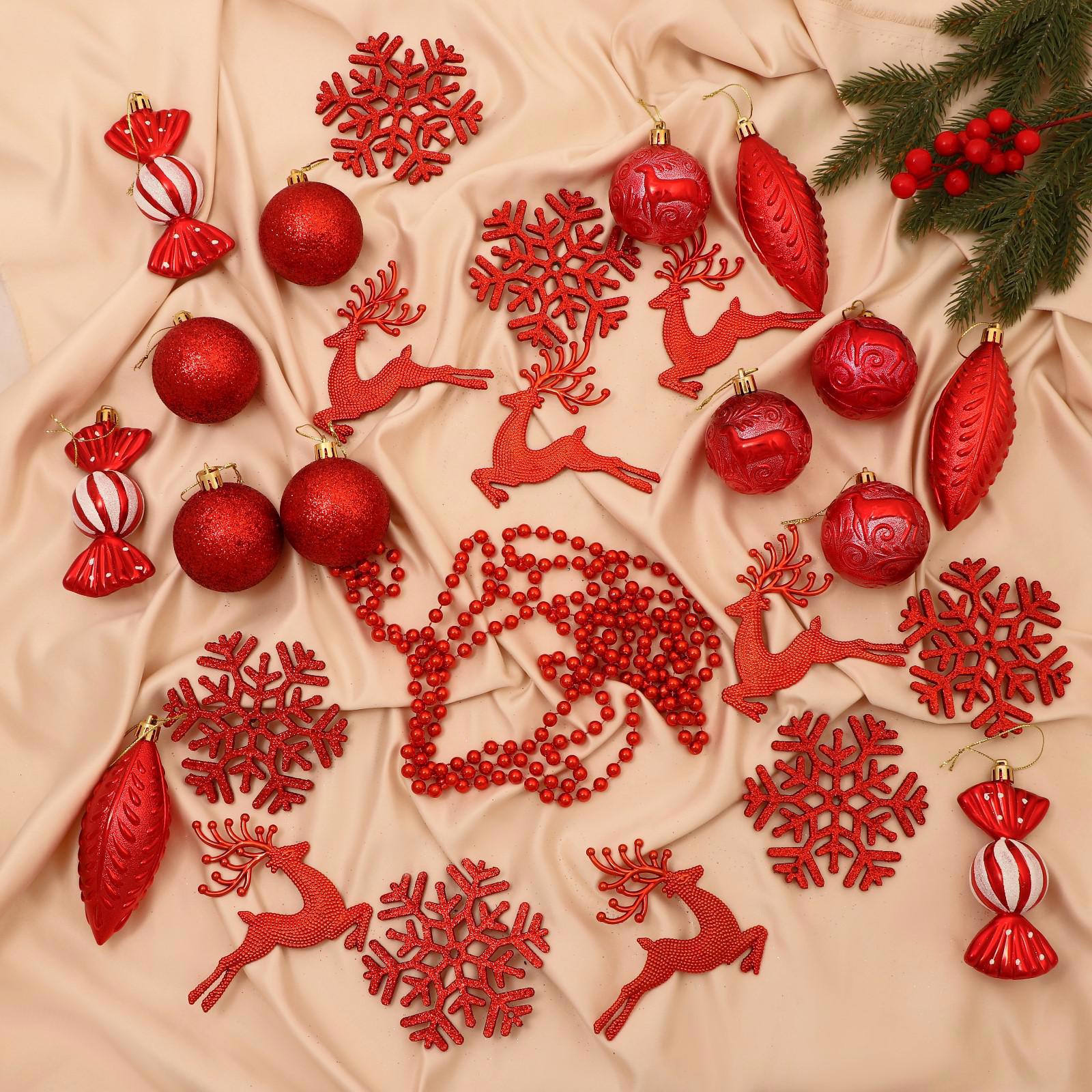 Изображение товара Набор елочных игрушек Морозный день Зимнее волшебство 6536972 24.5x36.5 см красный 36 шт