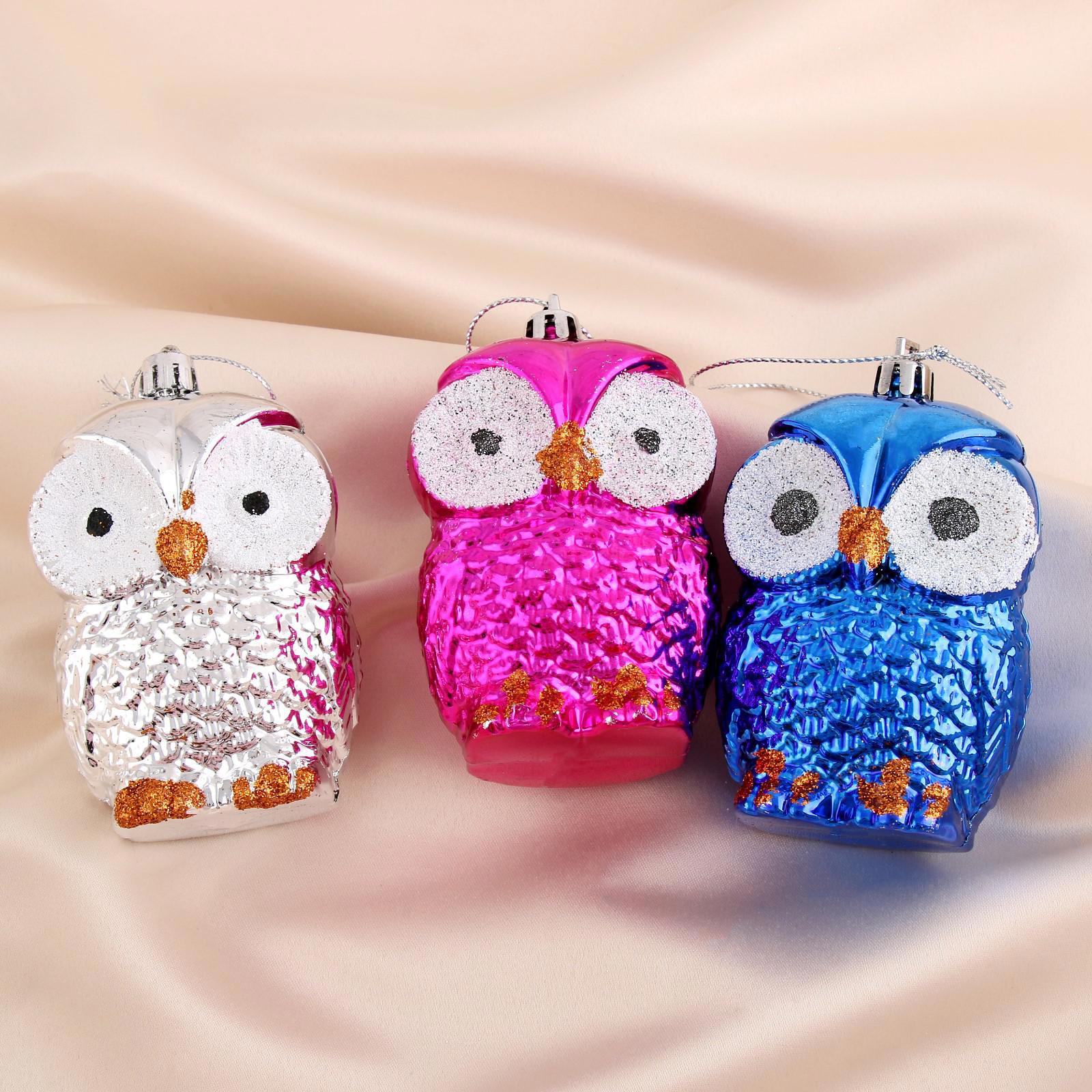 Изображение товара Набор елочных игрушек Шар узорный с шишкой и ягодами Зимнее волшебство 1305766 9x5.5 см разноцветный 3 шт