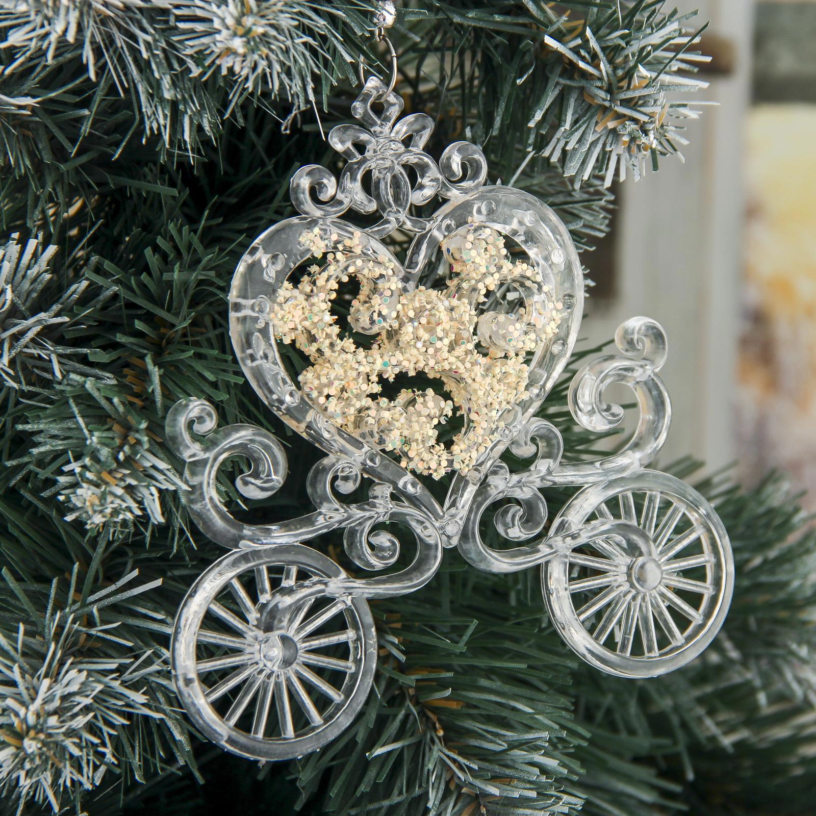 Изображение товара Подарочная елочная игрушка Карета Зимнее волшебство 11 см прозрачная оригинальный дизайн