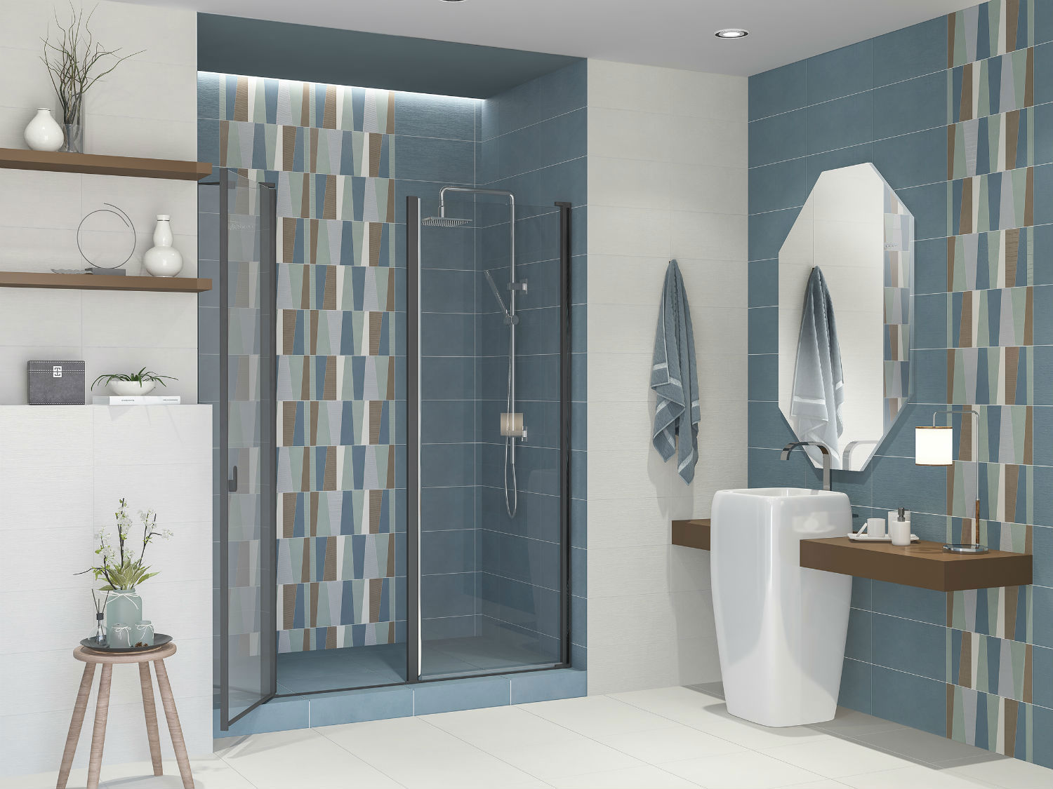 Изображение товара Керамическая плитка Azori AZOLLA LIGHT 4 508011201 20.1x40.5 см, белая, тропический принт