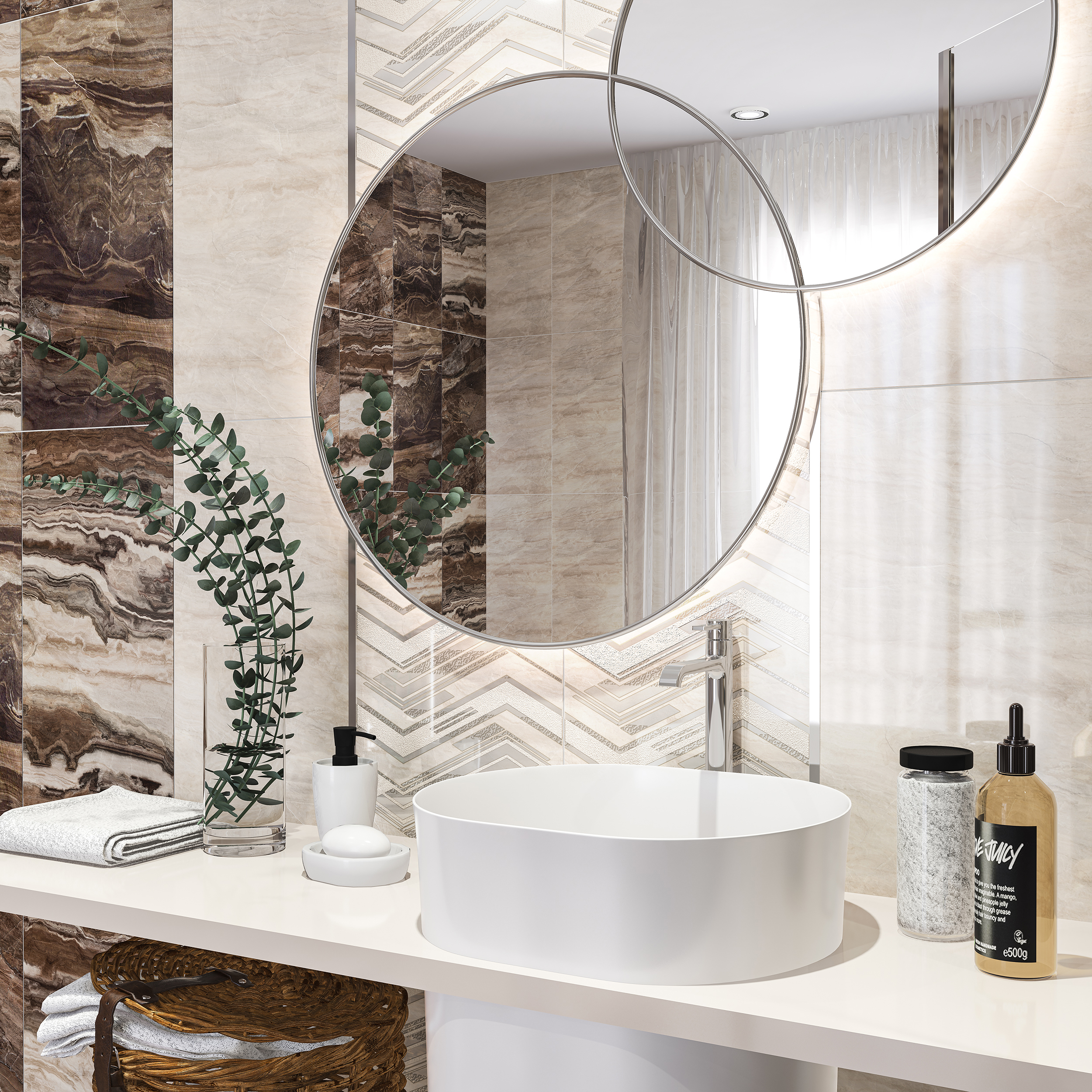 Изображение товара Керамическая плитка Azori Atlas Light 5 31.5x63 см бежевый мрамор цифровая печать