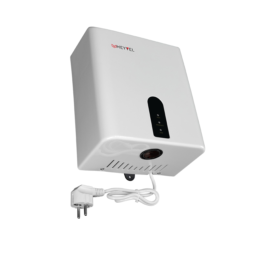 Изображение товара Сушилка для рук MEYVEL MH3-1200P4 1200 Вт бесконтактная Изображение товара Сушилка для рук MEYVEL MH3-1200P4 1200 Вт бесконтактная