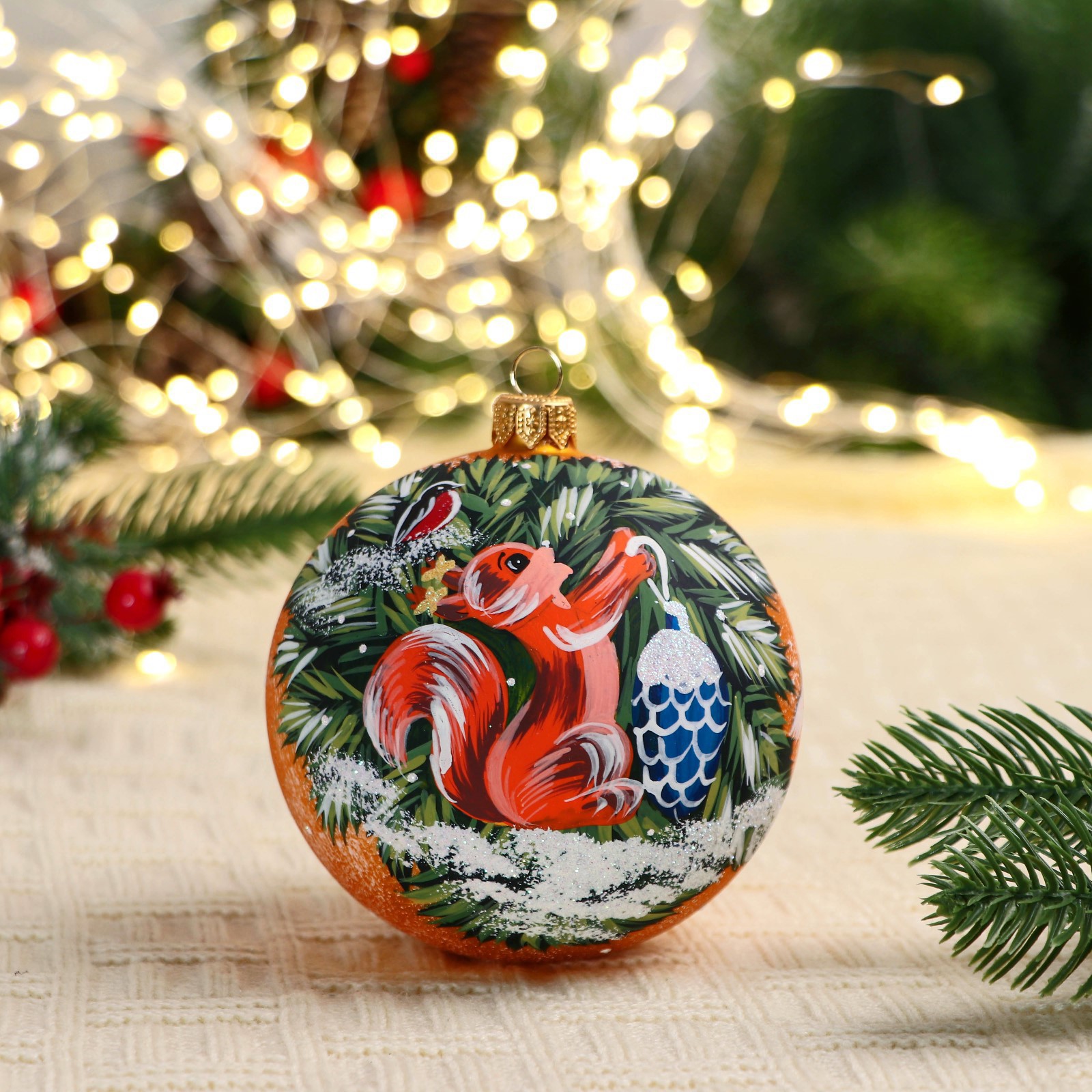 Изображение товара Елочный шар Винтажный шар 7077113 ФБО Затейница 10 см стекло разноцветный