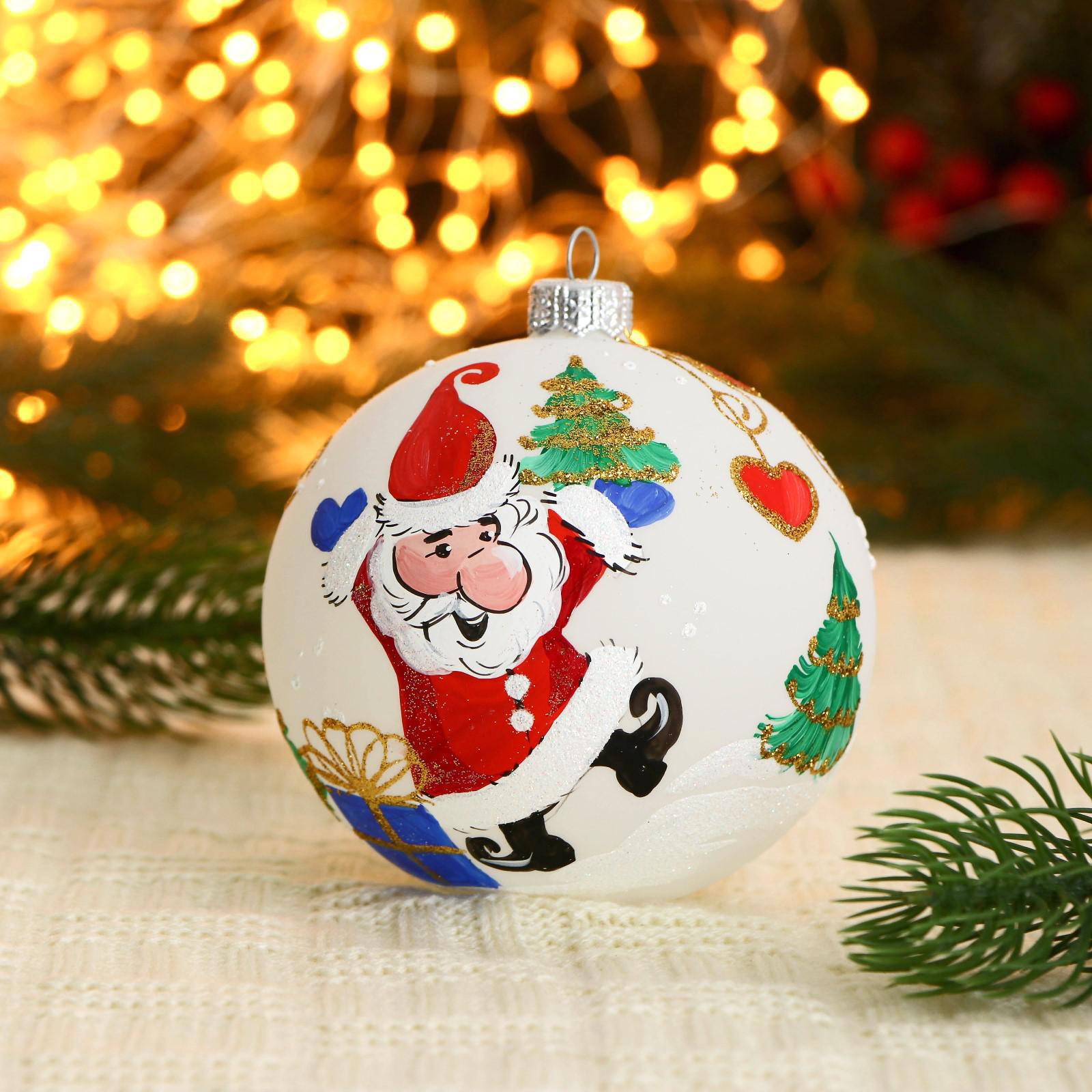 Изображение товара Елочный шар Винтажный шар 7077115 ФБО Танцор 10 см стекло белый