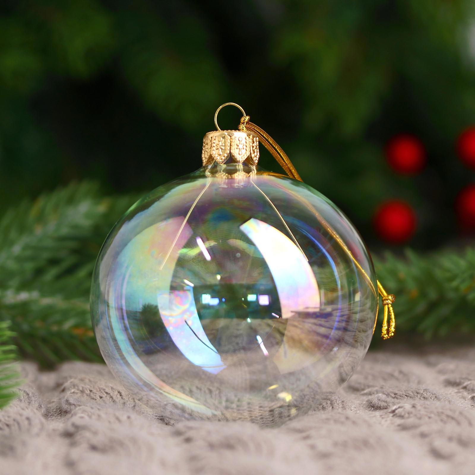 Изображение товара Елочный шар Evis 5227179 ФБО Перламутровый 8 см стекло бесцветный/прозрачный