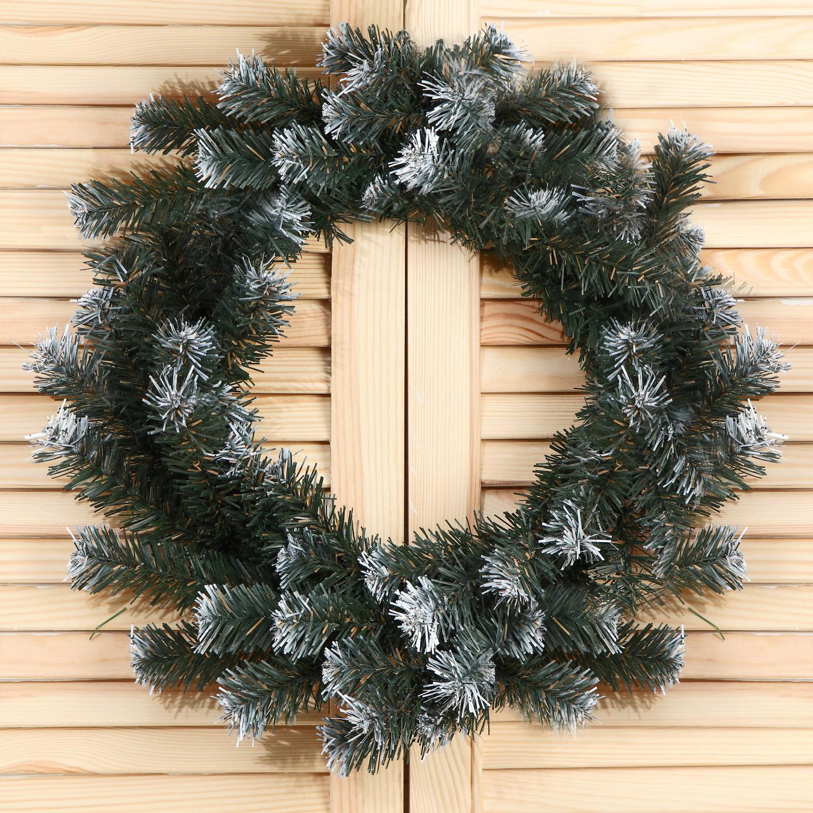 Изображение товара Рождественский венок Зимнее волшебство ø 45 см белоснежный, классический дизайн