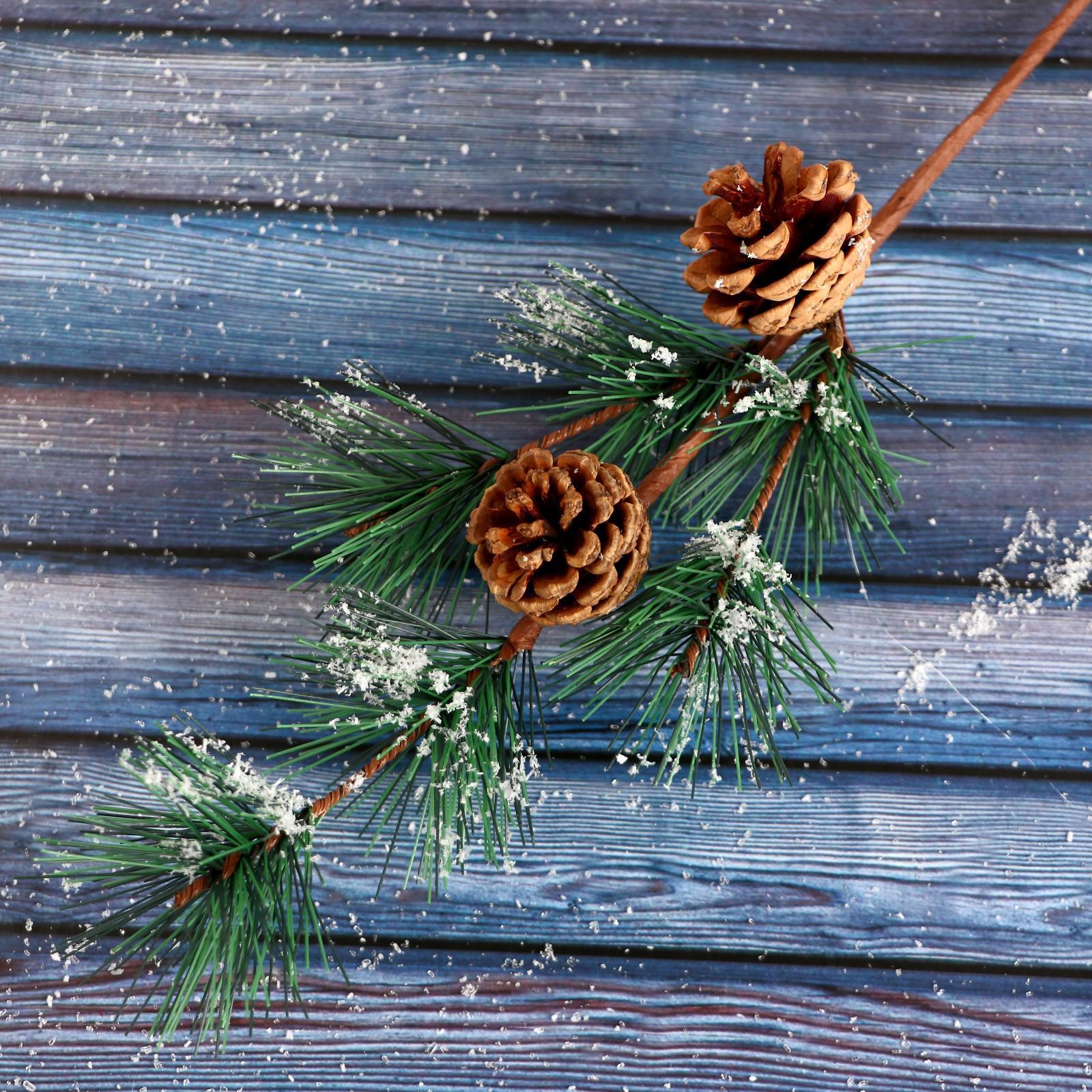 Изображение товара Декоративный предмет Зимнее волшебство 29 см веточка с шишками для новогоднего декора