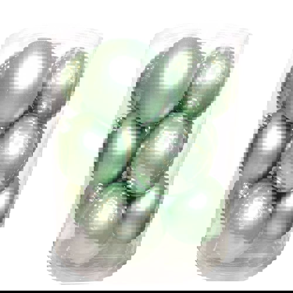 Изображение товара Набор елочных шаров 8 см 12 шт ПВХ зеленый новогодние украшения