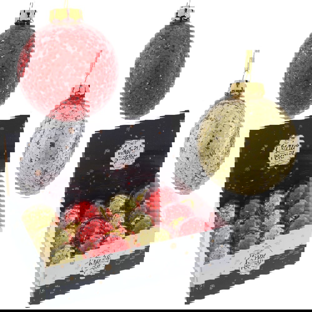 Изображение товара Набор елочных шаров 8 см 12 шт красный из ПВХ для новогоднего украшения